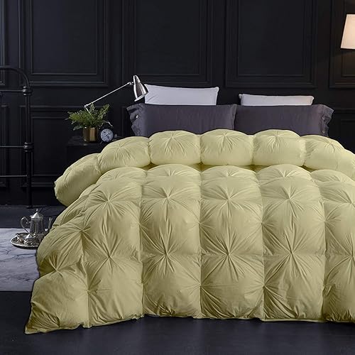 Winter Warm - Edredón plisado de plumón de 1650 hilos, tamaño Queen de 88 x 92 pulgadas, 1 pieza para todas las estaciones, relleno de micro relleno