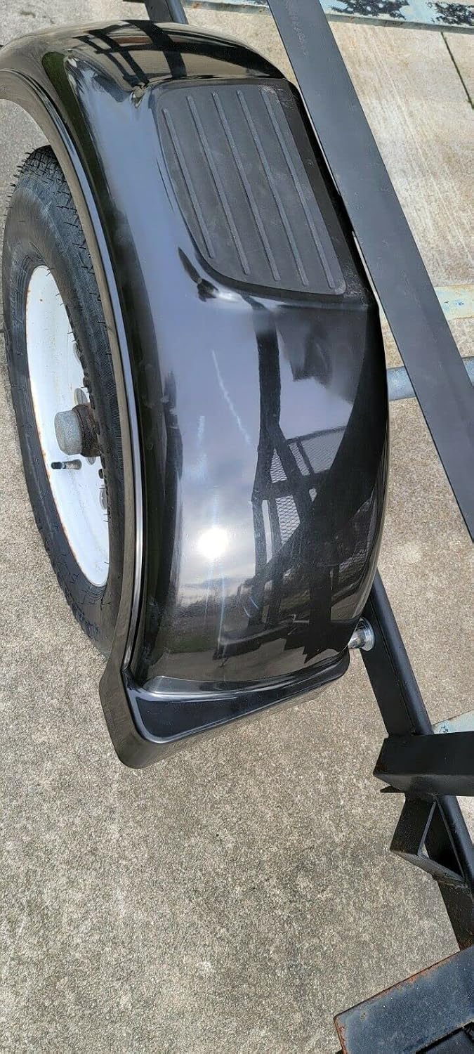 ECOTRIC 2 Pcs Trailer Fenders W/Steps Compatible with Single-Axle Trailers 13" Diameter Wheels Tires Plastic Fenders - Black