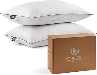 Pacific Coast Bed Pillows for Side and Back Sleepers, Feather and Down Hotel Pillows with 100% Cotton Shell, Medium Supportive, Downproof, King Size 2 Pack