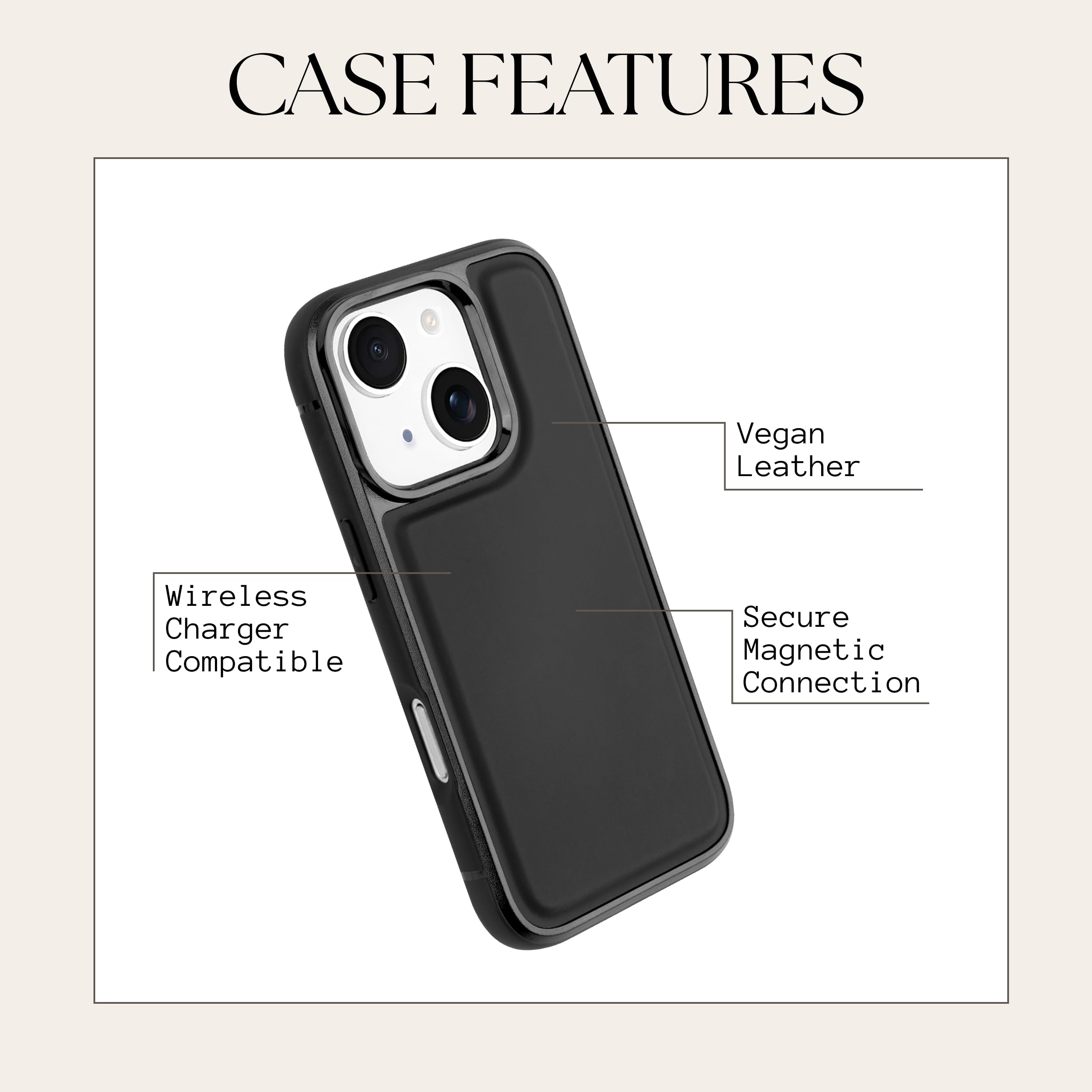 Walli Custodie magnetiche per iPhone 15, compatibile con portafoglio