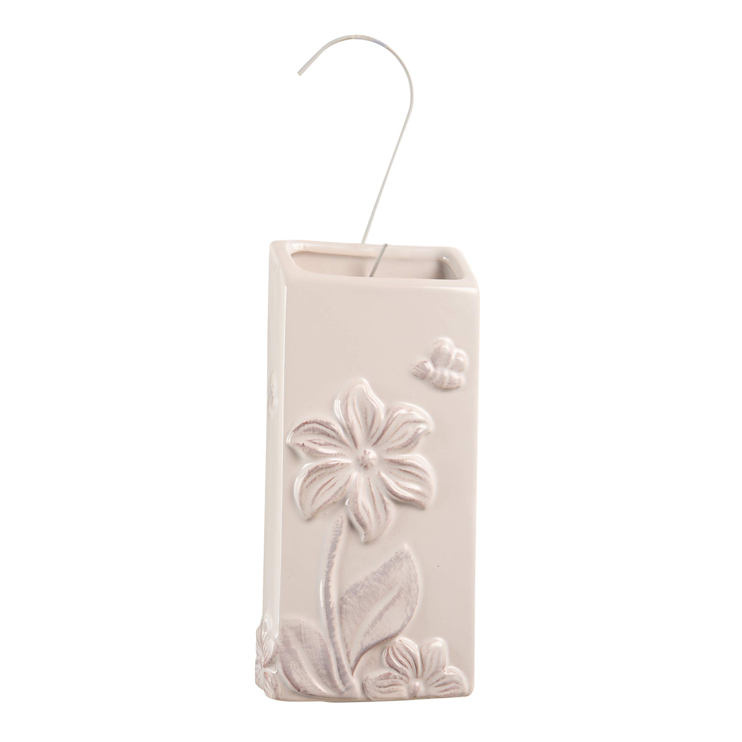 Umidificatore da Termosifone in Ceramica Rettangolare Bianco Anticato Fiore con Ape 9X4X19cm