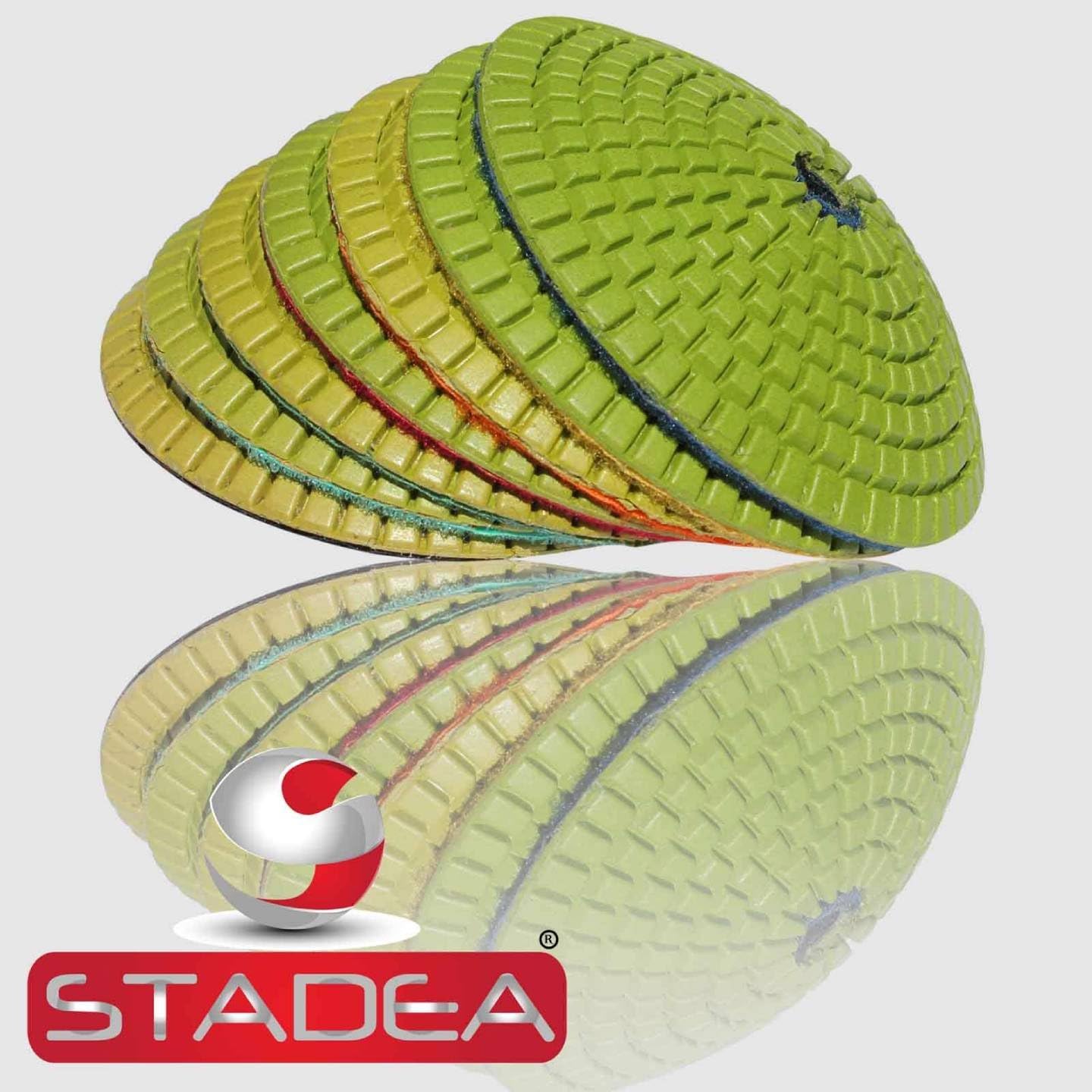 4" diamond convex polishing pads kit - Hook And Loop Backing Pads Granite Stone Glass Marble Set By STADEA