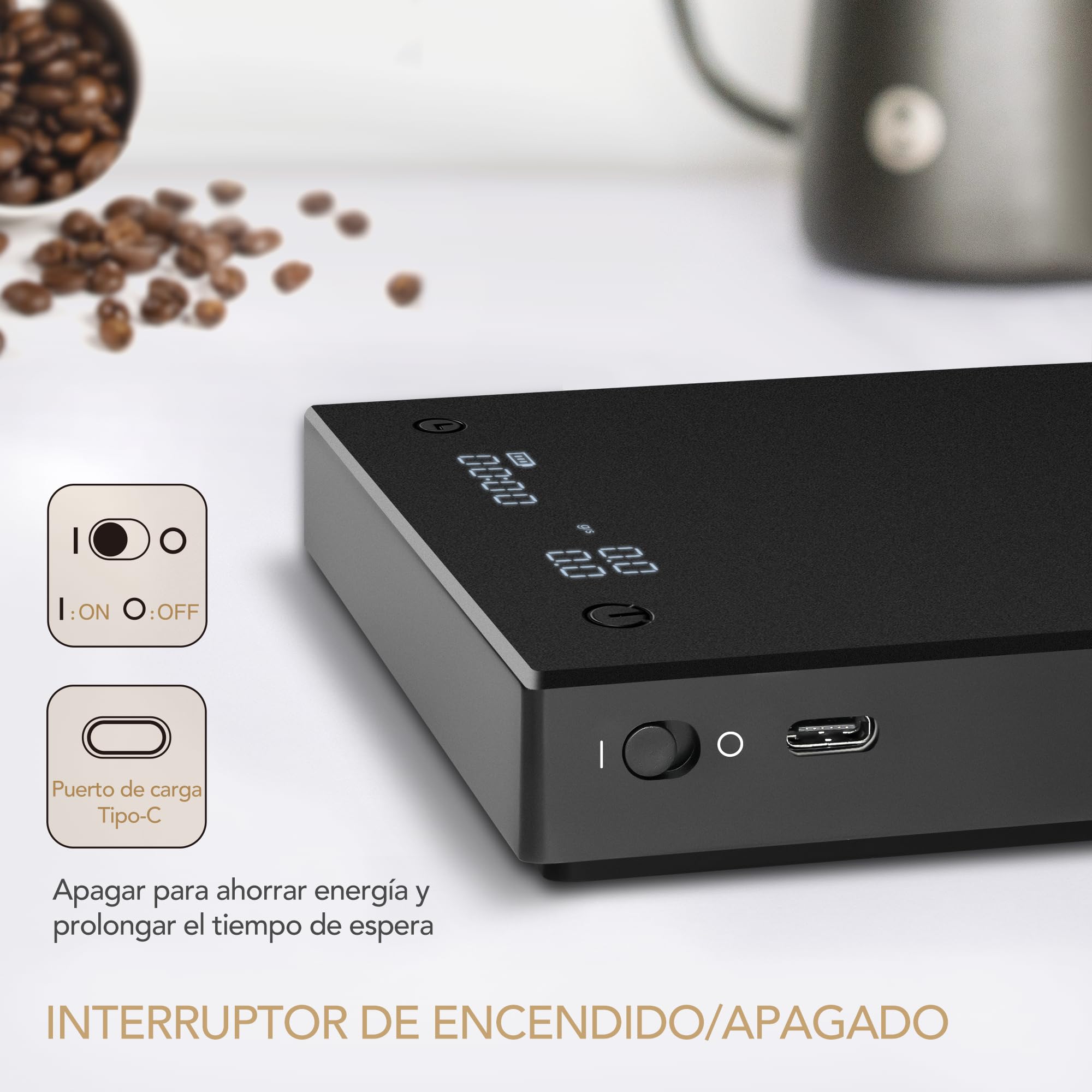 TIMEMORE Digitale Kaffeewaage Black Mirror Basic Pro, Durchflussmessung, Barista-Waage mit Timer, Pour Over Kaffee, Espresso Filterkaffee, 2kg/0.1g, Schwarz