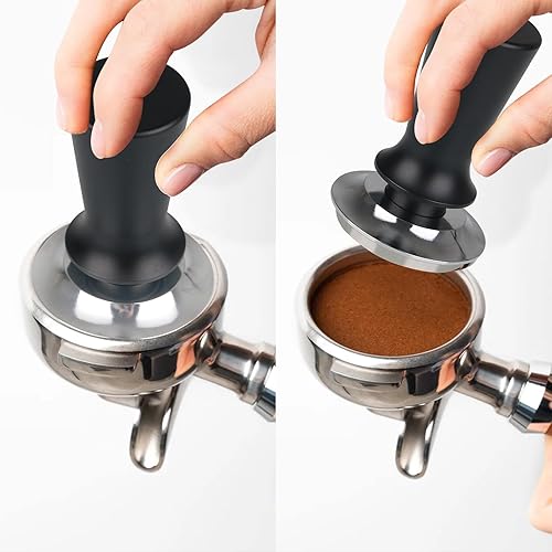 Miniatura 7 de Manipulación manual de café expreso, mango de aluminio de 2.283 in, calibración con base de acero inoxidable, adecuado para la mayoría de máquinas