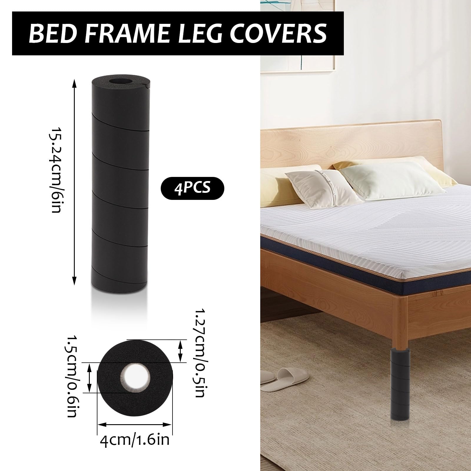 Longzhuo Bed Frame Toe Protectors, 8 pcs Adjustable Chair Leg Floor Protectors - Image 2