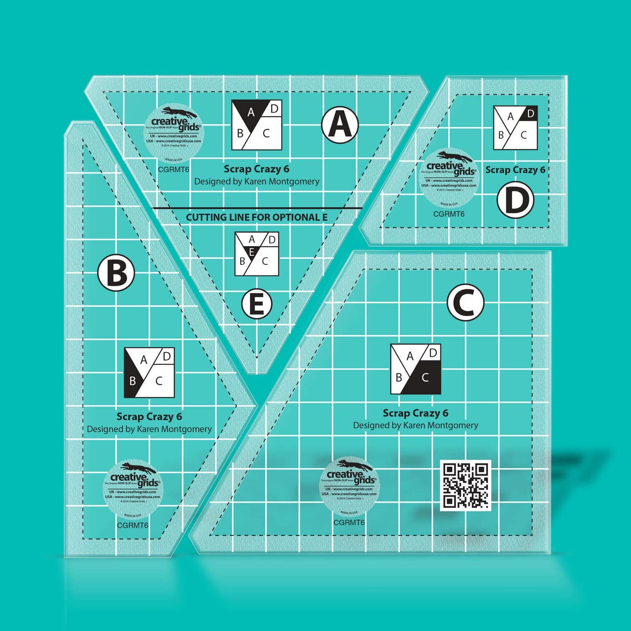 Creative Grids Scrap Crazy 6 Template Set – Quilting Ruler -2
