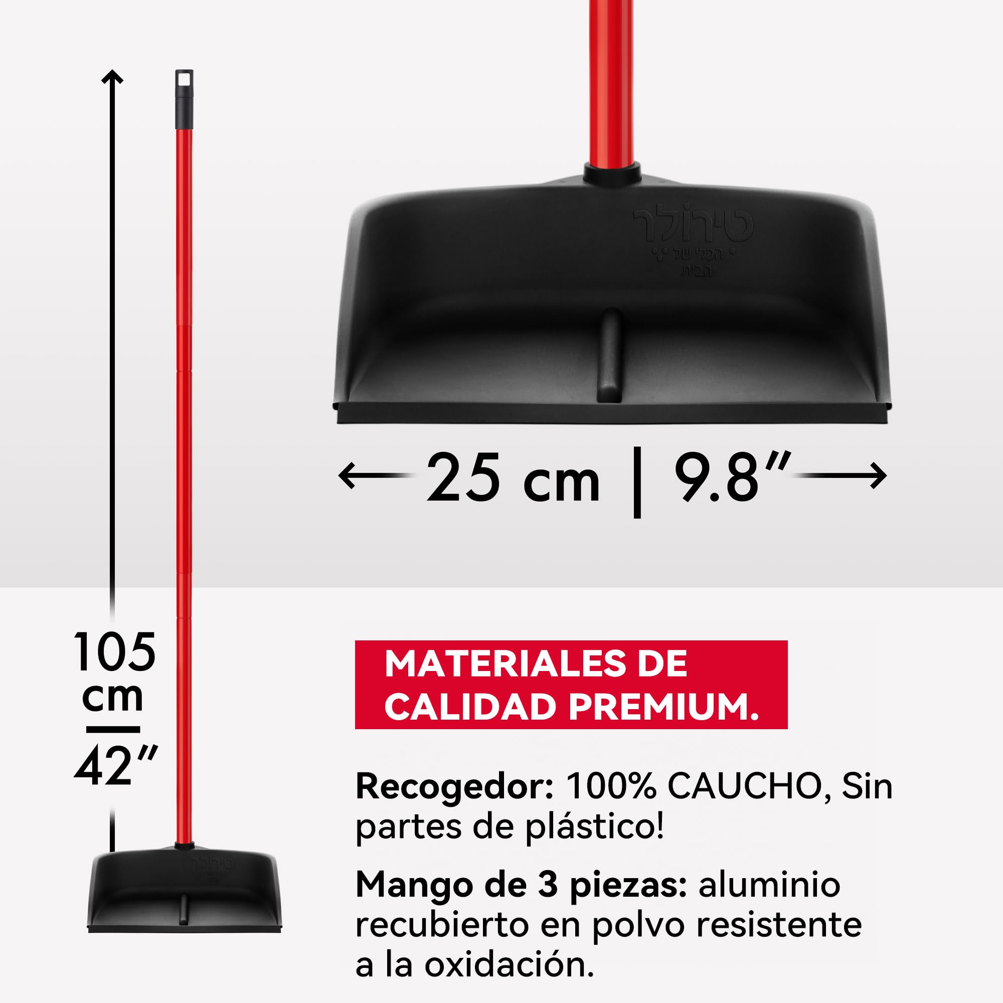 Recogedor mágico con mango de 90 cm, resistente, color negro, perfecto para la oficina o el hogar