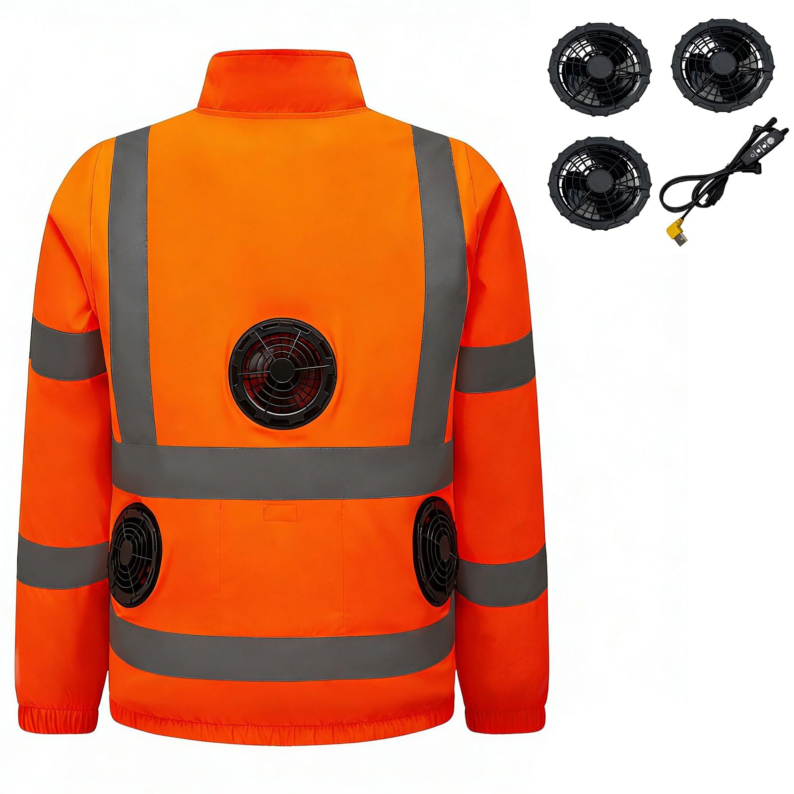 NPYQ USB Powered Cooling Work Jackets with Built in Fan and Reflective Strips for Outdoor Construction Workers Reflective Air Conditioning Coat