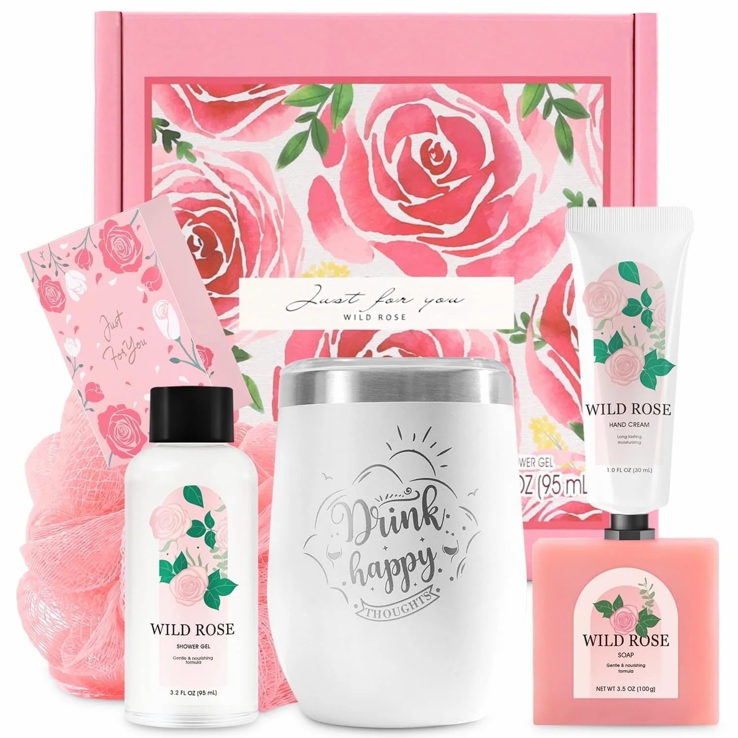 Spa Bath Gift Sets for Women, 8 Pcs Rose Scent Gift Baskets for Mom, Grandma, Sister, Valentines Day, Relaxing Birthday Gifts for Her