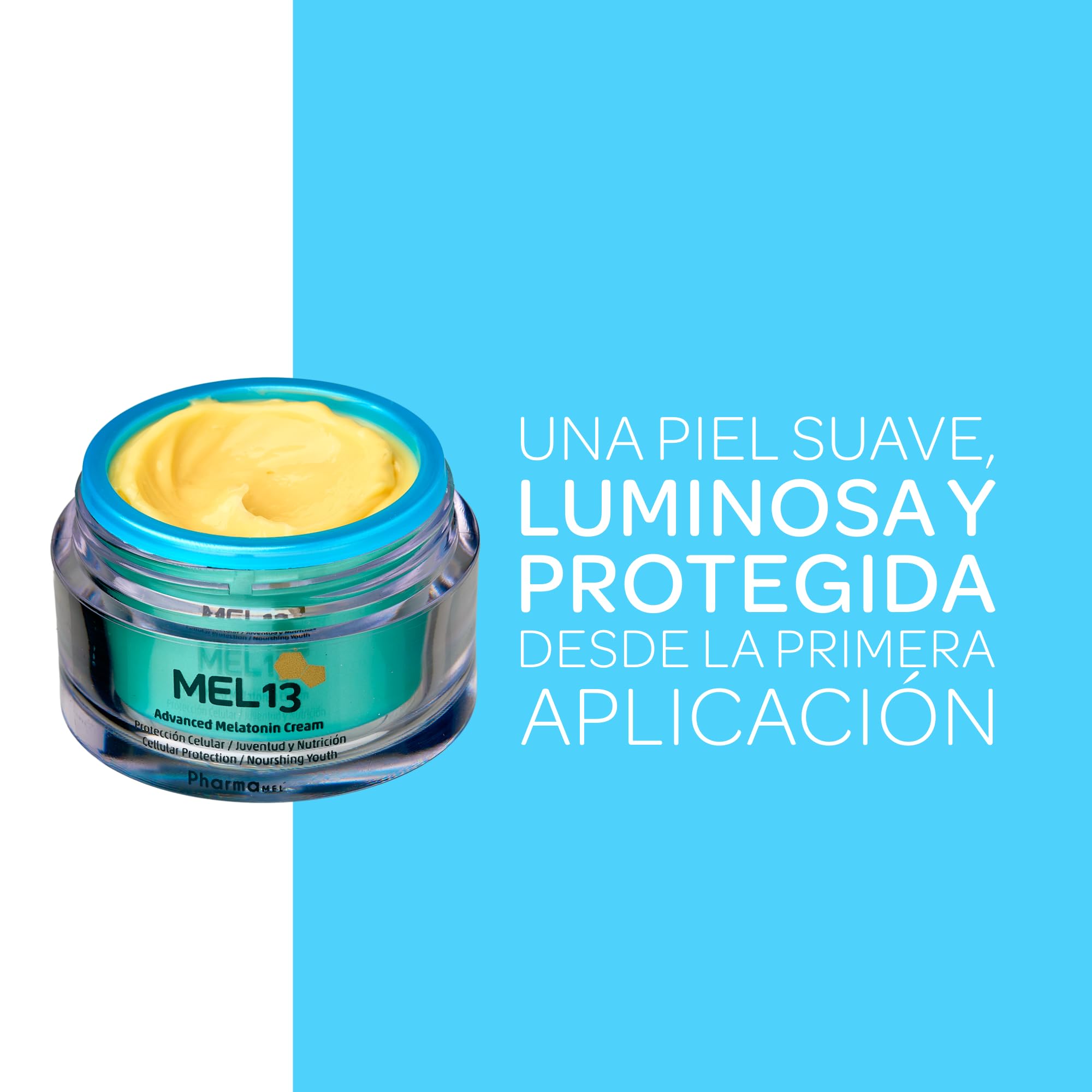 Crema Facial Mel13 Melatonina Coenzima Q10, 50 ml | Hidrata, Ilumina y Previene los Primeros Signos de la Edad Apta para Todo Tipo de Piel
