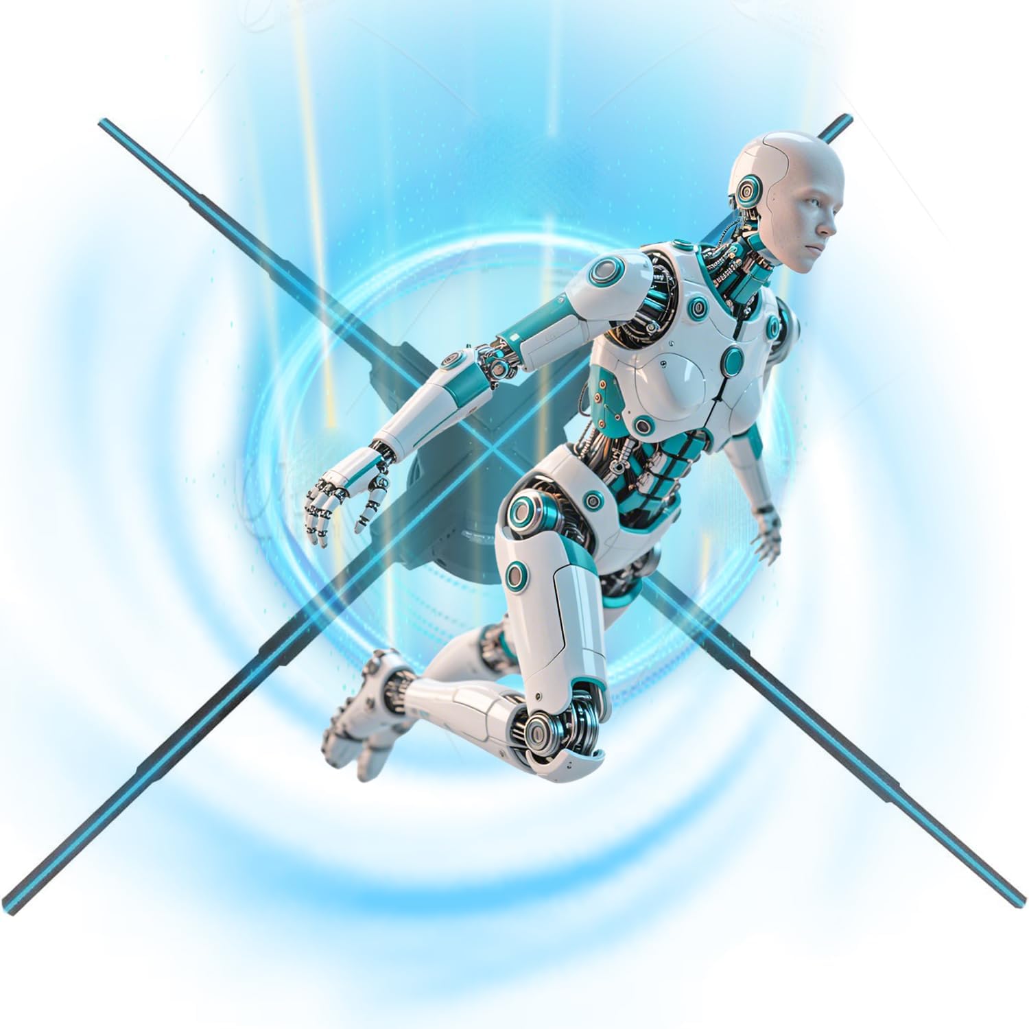 Large 3D Hologram Fan, Holographic Projector Display, 1280P HD LED Hologram Fan Stereo Advertising Machine Display with Audio for Christmas Halloween Party Home Decor 80cm/31.5inch