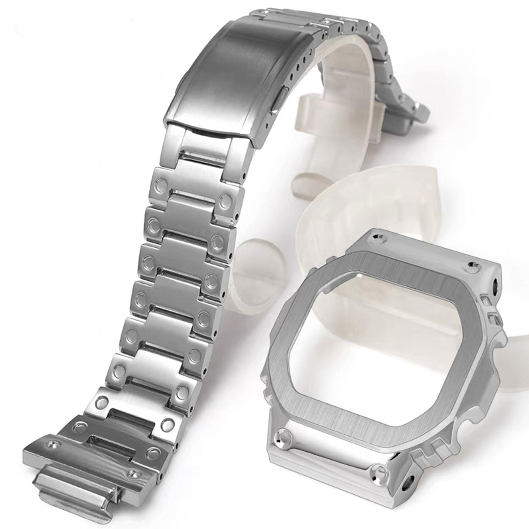 316L Edelstahl-Armbanduhr und Lünette, kompatibel mit Casio GWM-5610 Watch Mod Kit Ersatz