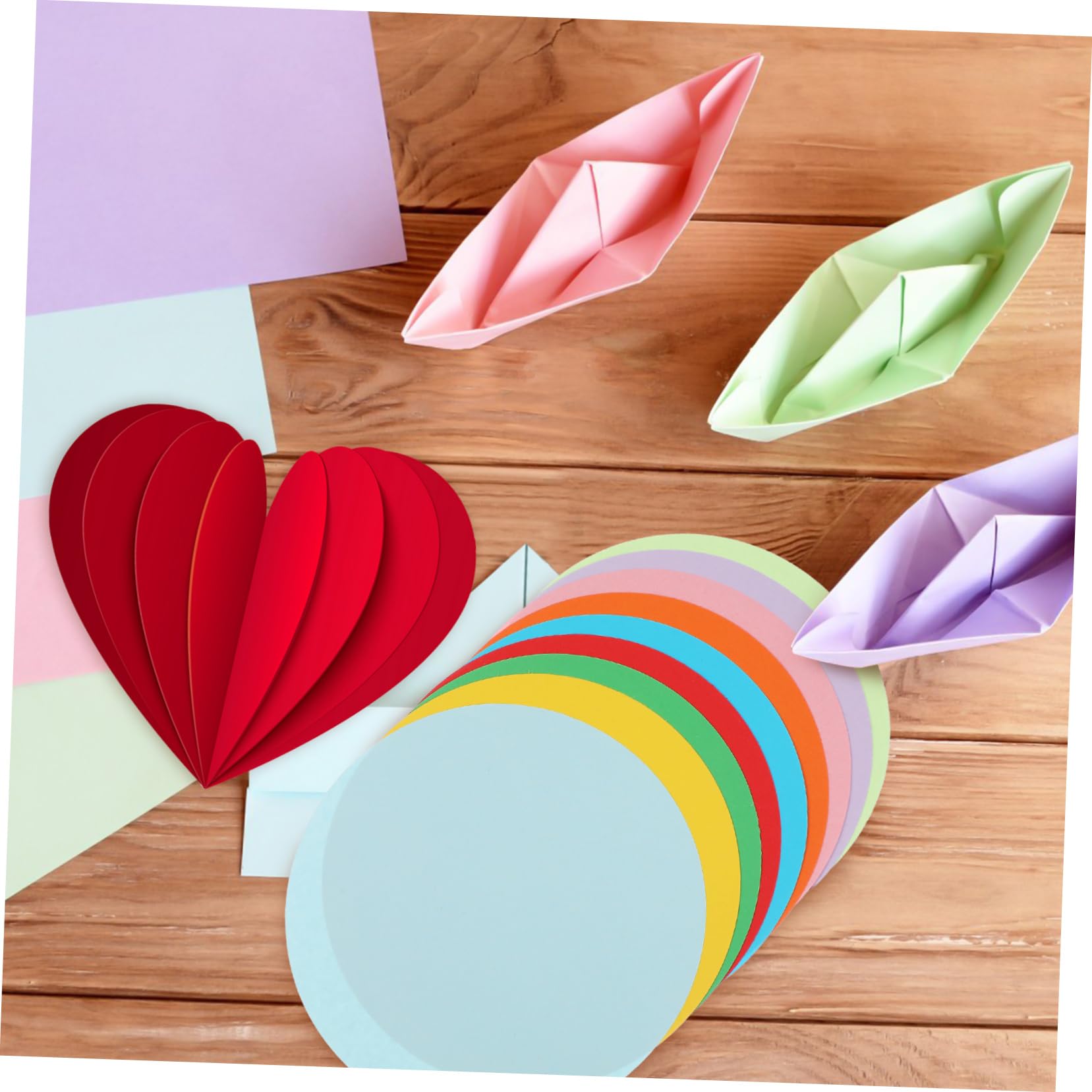 STOBOK 500 Blatt Farbiges Origami Papier in Runden Kreisen Stabiles Bastelpapier für Vielseitige Verwendung und Dekoration für Kinder und Anfänger