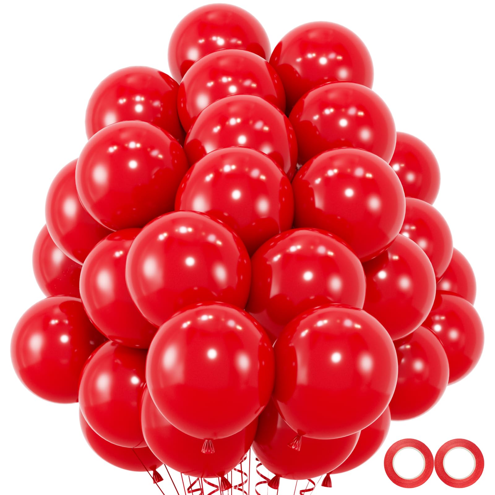 QIFU Rose Red Balloons 52 Pack,12inch Red Latex Party Balloon With Rose