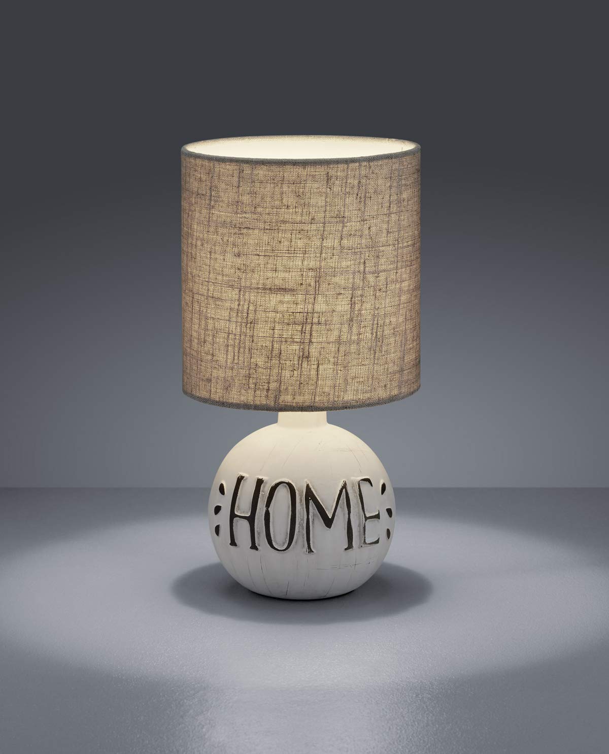 Reality Lampe de table ESNA R50651025, Céramique, Abat-jour en Tissu Blanc/Gris