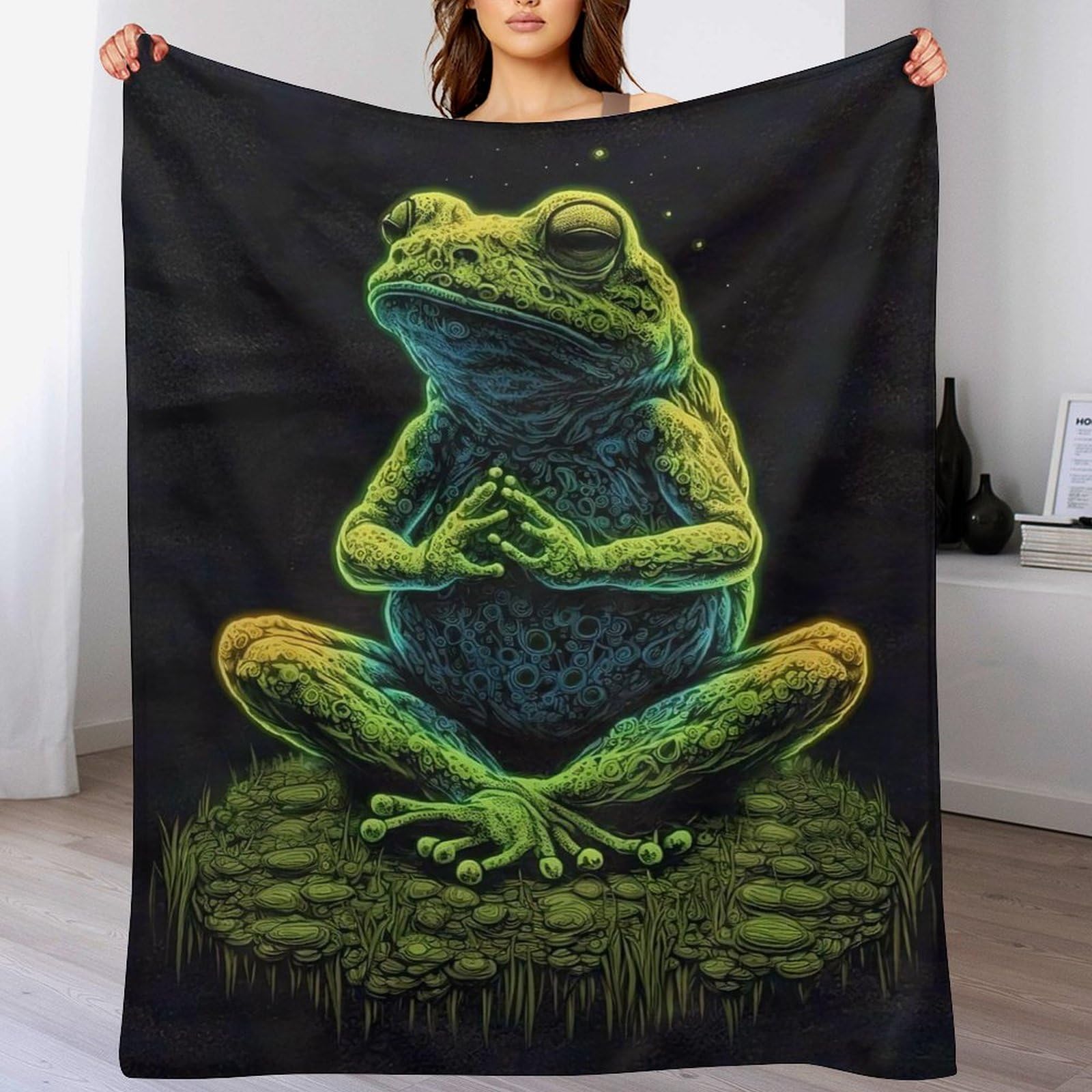 Jeté de Lit Grenouille en Flannel Idéal pour vos Soirées Canapé au Salon