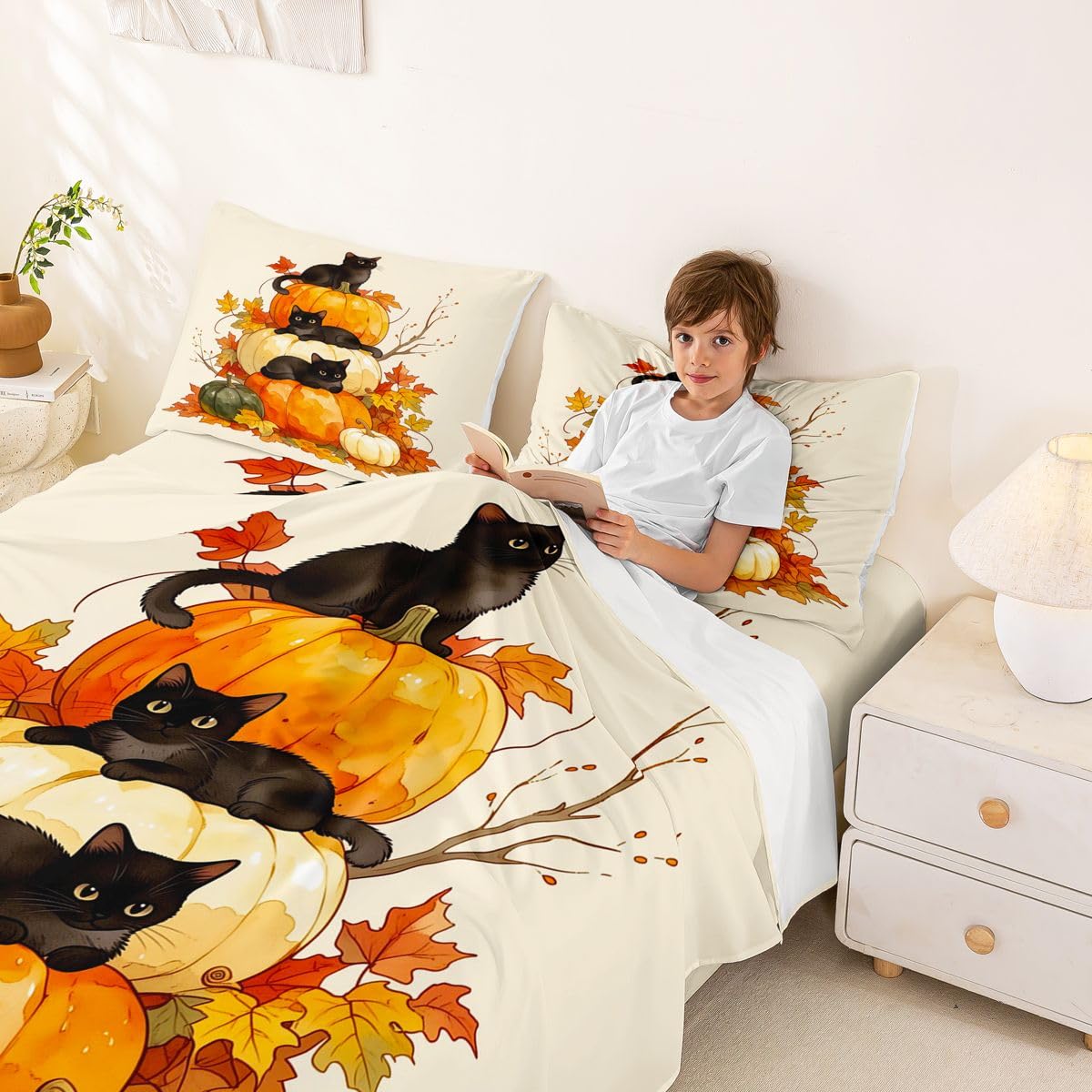 Homewish Sábana bajera ajustable de tamaño king con diseño de calabaza y