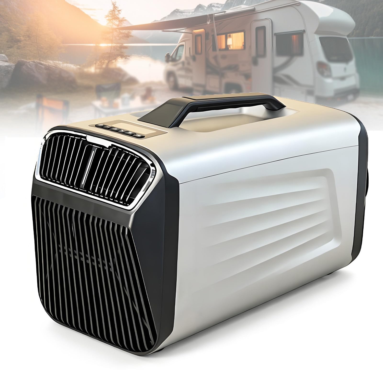 NYANS 5200 BTU Portable Air Conditioner, 400W Quiet Camping AC Unit with Compressor, Low Power Consumption for Tent, RV 220V-Silver