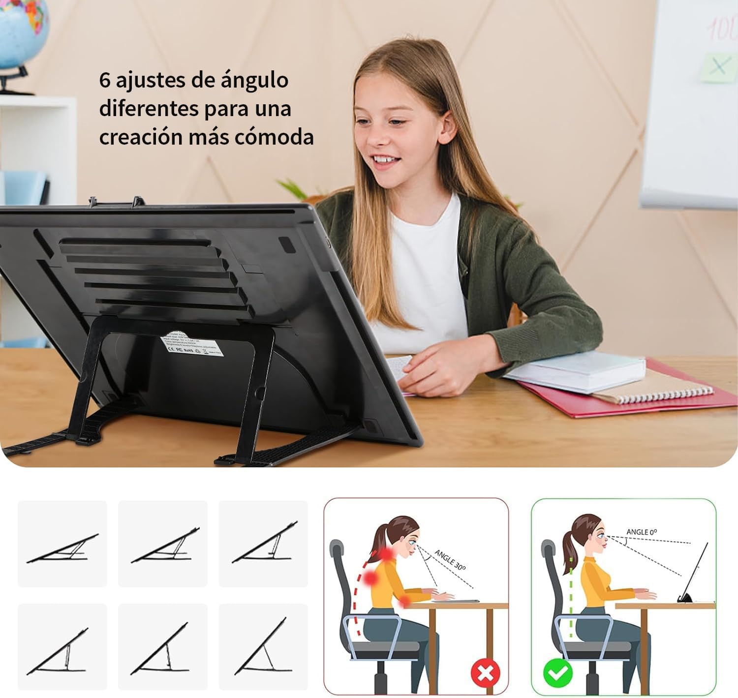 elice Mesa de Luz A3 con soporte/Clip,Recargable Mesa de Luz Dibujo con 2500mAH Batería,Atenuación de seis niveles,adecuada para pintura de diamantes 5D,Artesanía,Bocetos,Animacion,Tatoo Dibuja