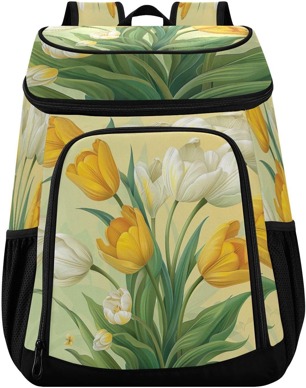 Yellow Tulips Cooler Backpack 36 Cans Leakproof Waterproof Backpack Cooler Bag Beach Accessories Travel Camping Fishing Backpack for Women Men