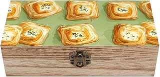 Goat Cheese Puff Wooden Storage Box Wood Jewelry Casket Present Boxes with Hinged Lid and Front Clasp 8" X 4" X 2.5"