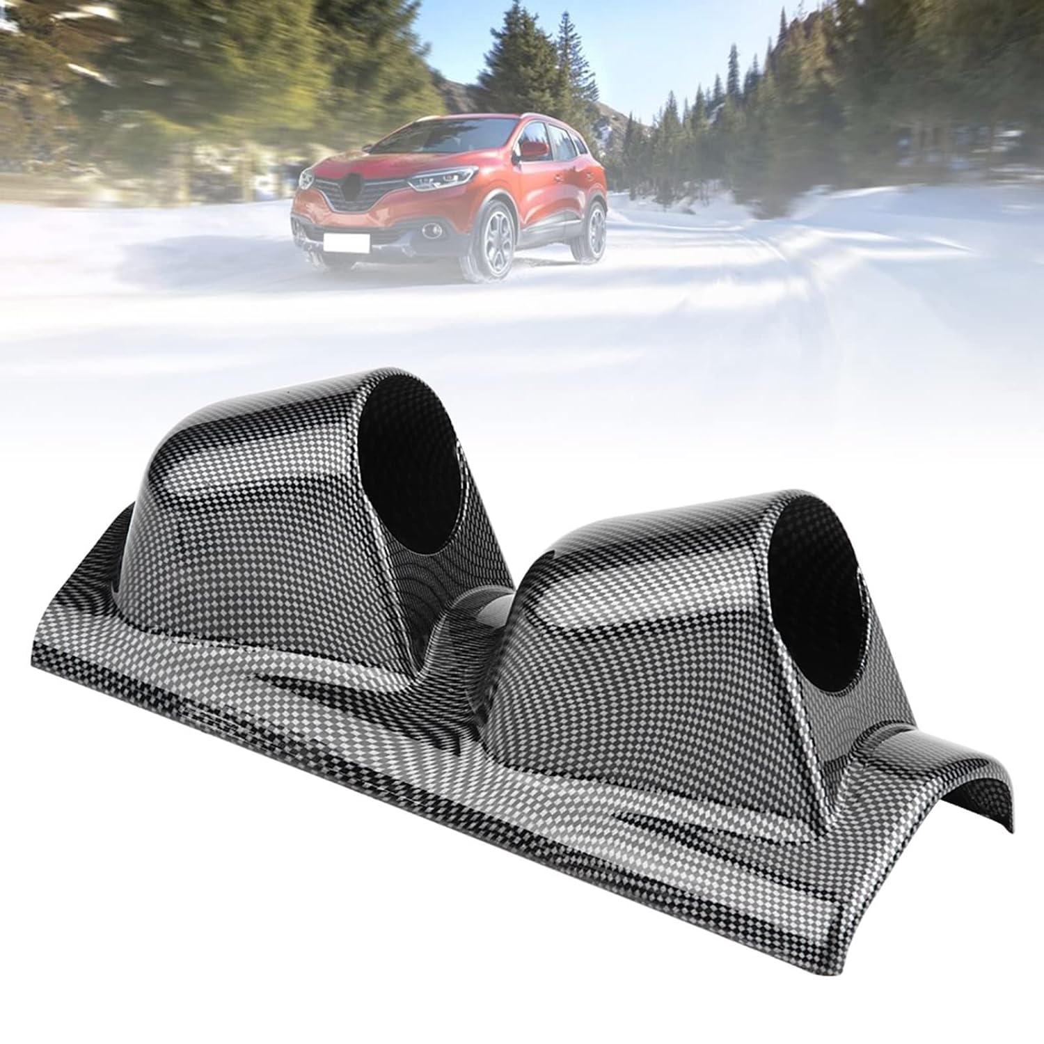 Universal Carbon Fiber Gauge Pillar Holder, Nonfading Dual Hole Plastic Meter Gauge Mounting Bracket for Car Truck Dashboard Accessories