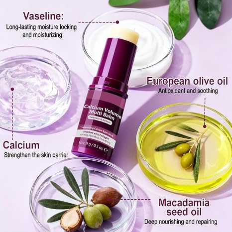 Calcium Multi Balm Stick Calcium Volume Multi Balm - Collagen Moisturising Stick for Face Eyes and Neck Hydrating and Firming for All Skin Types