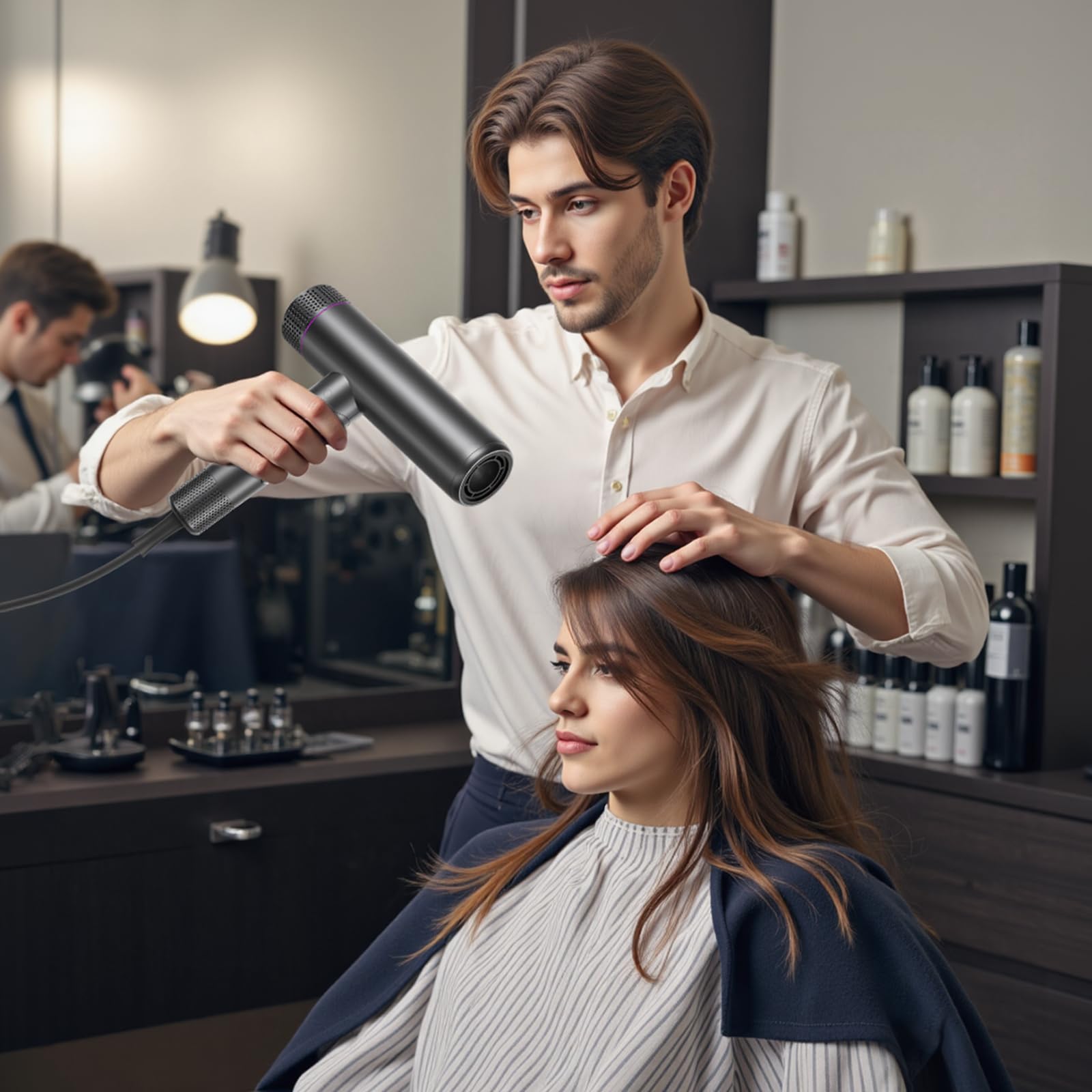 CONFU Fön Ionen Föhn Professioneller Salon Haartrockner 1700W Leicht und Faltbar Wenig Lärm Magnetischer Diffusor StylingDüse Extra lange Kabel, für Hause Salon und Reisen