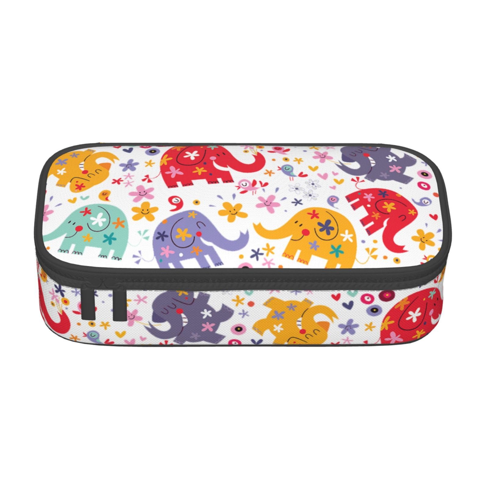 KWQDOZF Colorful Elephant Pencil Case Large Capacity Pencil Bag Pen Pouch Makeup Bag for Girls Boys School Office and Travel