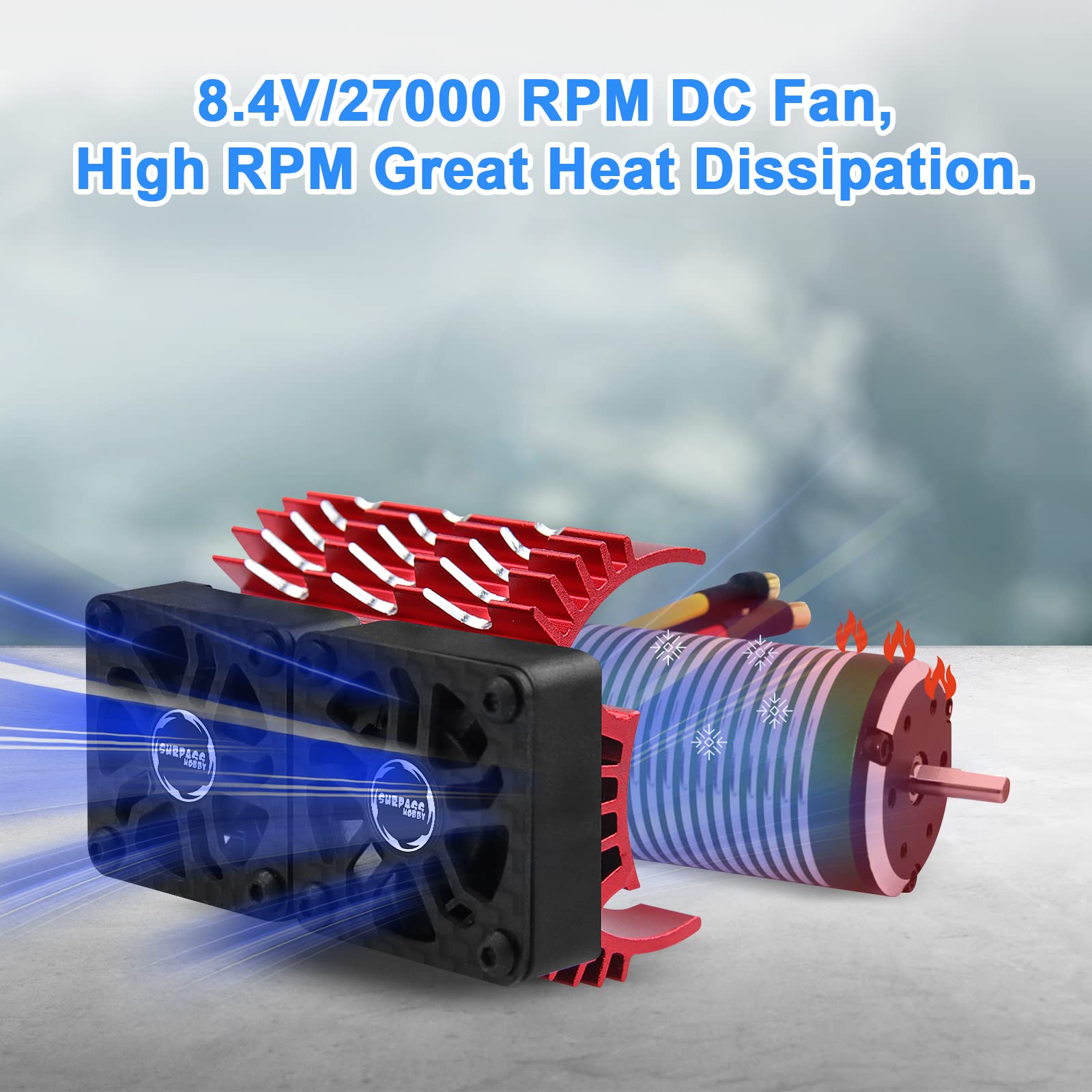 30mm RC Motor Ventilador, Ventilador RC Con Disipador De Metal, Adecuado Para 1/8,1/7 Coches RC 4068 4274 Motor Brushed/Brushless (Diámetro 40-42mm)