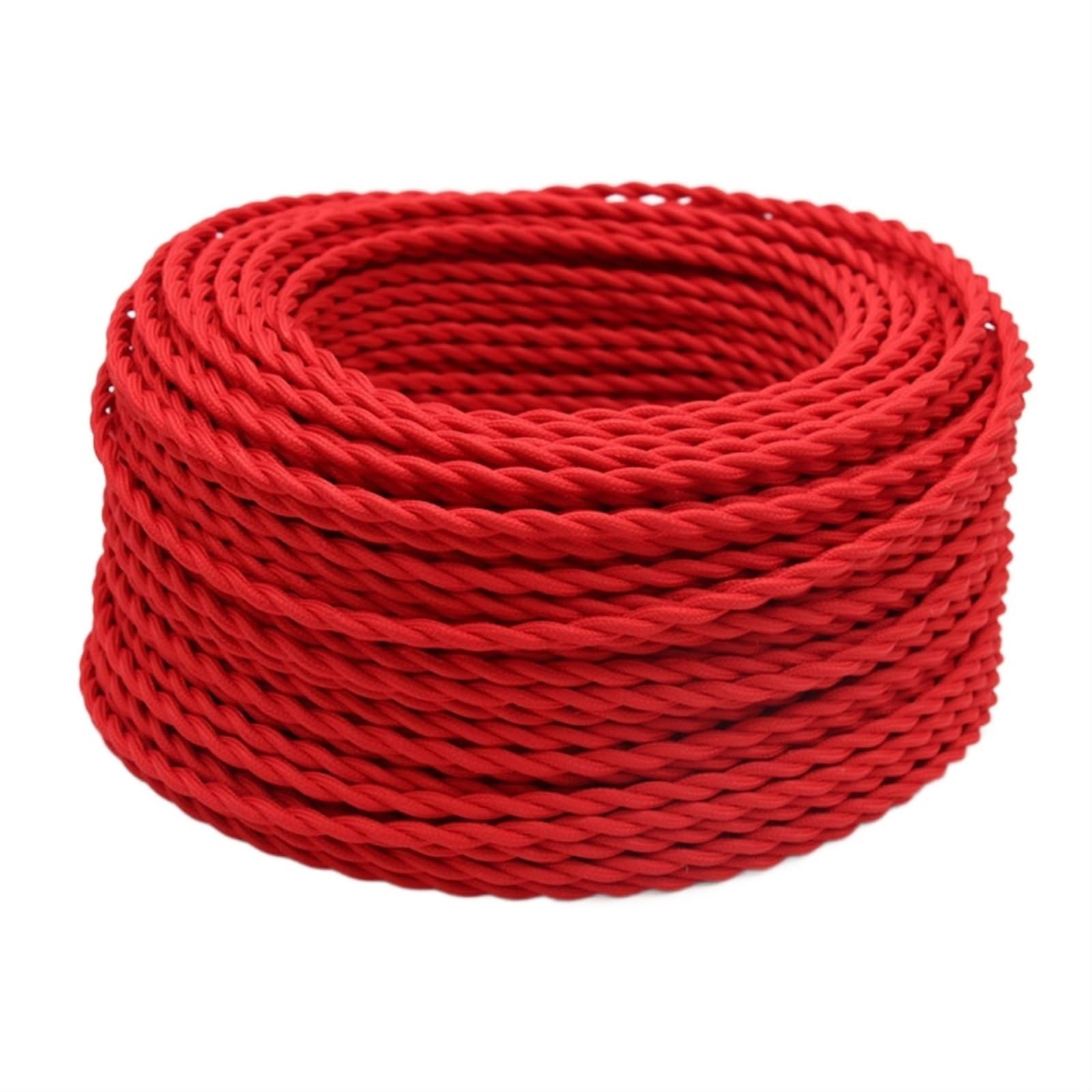 ELLANA Cable Flexible Retro Cloth Covered Lamp Cord, Vintage Twisted Cable, 2 Meters 3 Meters 5 Meters 2 Core Flex Electrical Wire Extension Connector (Color : Red, Size : 2meter)