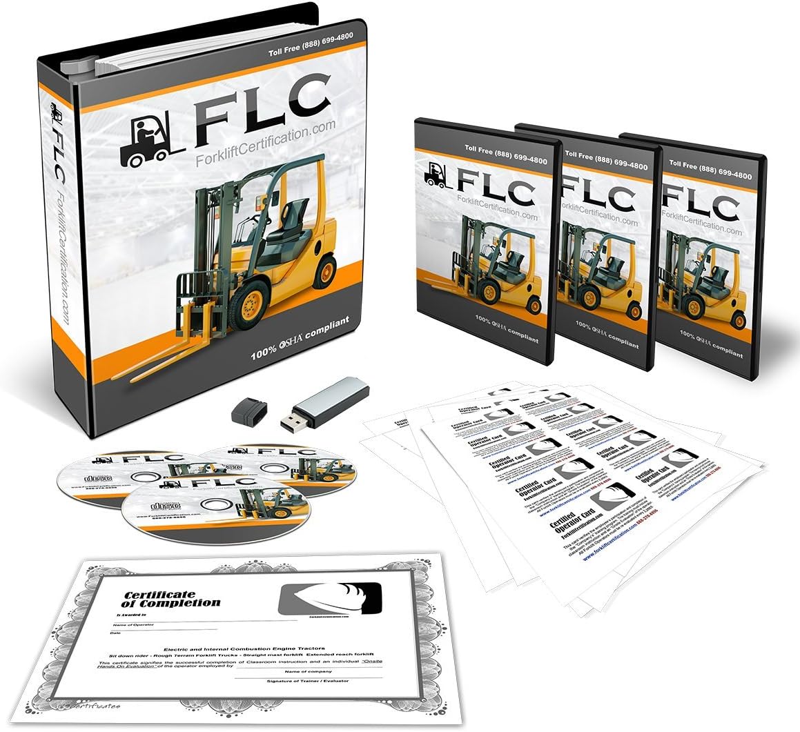 OSHA Compliant Forklift Operator Complete Training Kit + Train The Trainer Bundle! Certificates of Completion, Operator Cards, Student Hand Outs, Hands On Evaluation Checklist, & More!