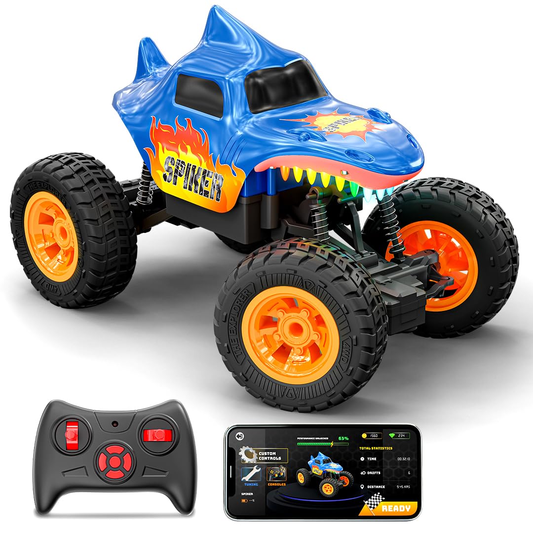 Mirana Spiker 2WD RC Car for Kids | High-Speed ATV Remote & App-Controlled Rock Crawler | USB Rechargeable Offroad Monster Truck with Bluetooth Speakers & RGB Lights | for Boys & Girls (Blue)
