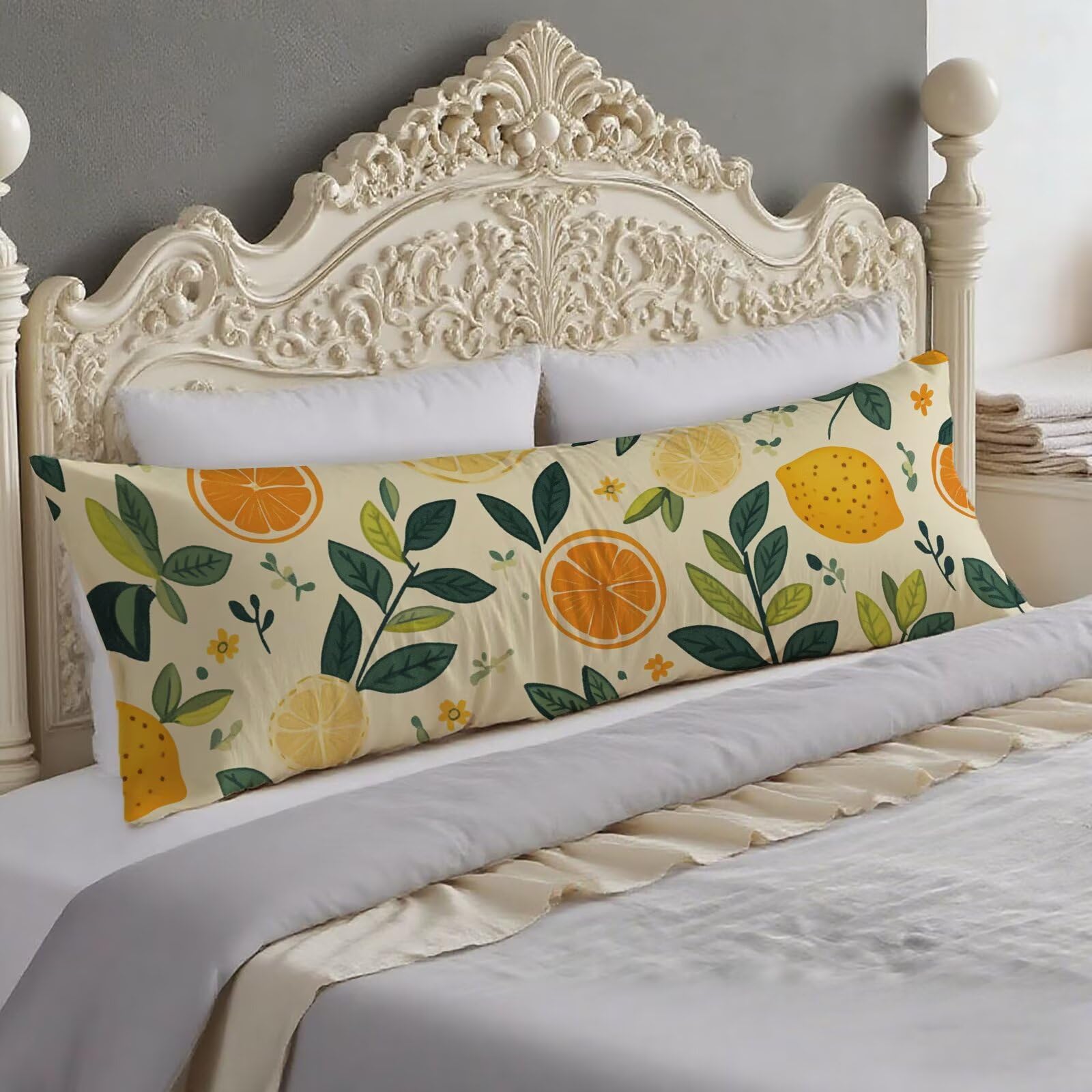 Taie de traversin 40x140 cm vert motif brûlé avec fermeture éclair invisible
