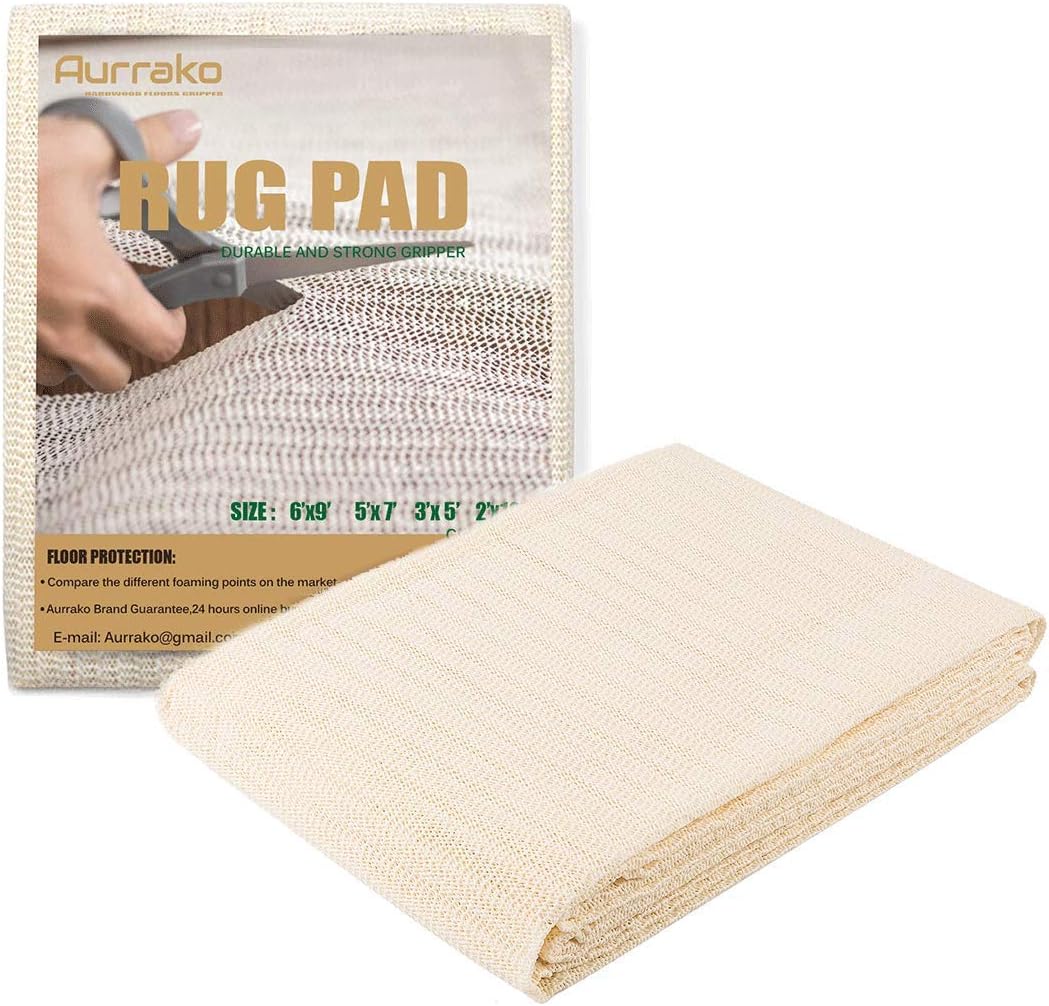 Aurrako Non Slip Rug Pads for Hardwood Floors,8x10 Ft Rug Pad Gripper for Any Hard Surface Floors,Anti Slip Skid Non Adhesive Rug Protector