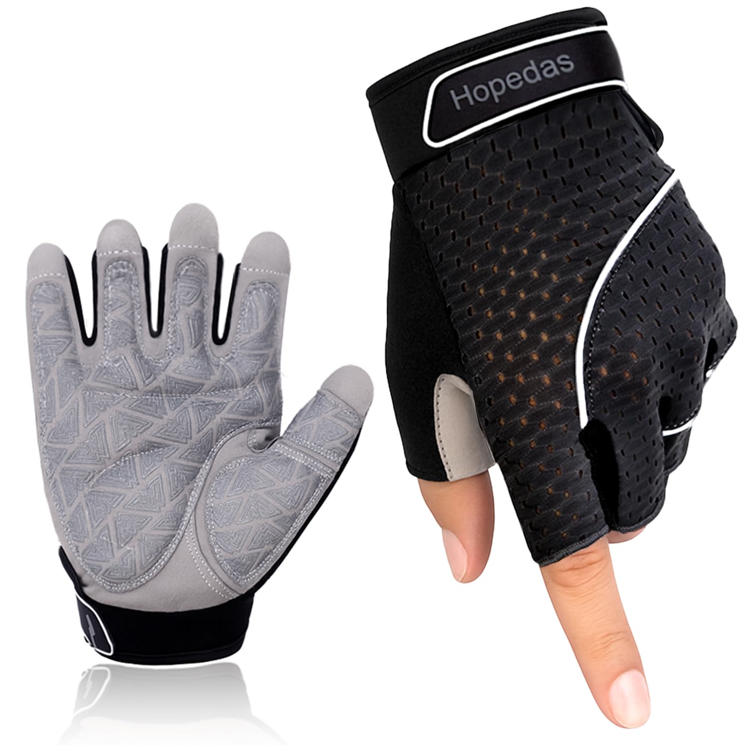 Hopedas Weight Lifting Gym Workout Gloves Full Palm Protection for Men and Women,Breathable sport gloves for Training,Fitness,Exercise,yoga, pilates,CyclingοΌBlack