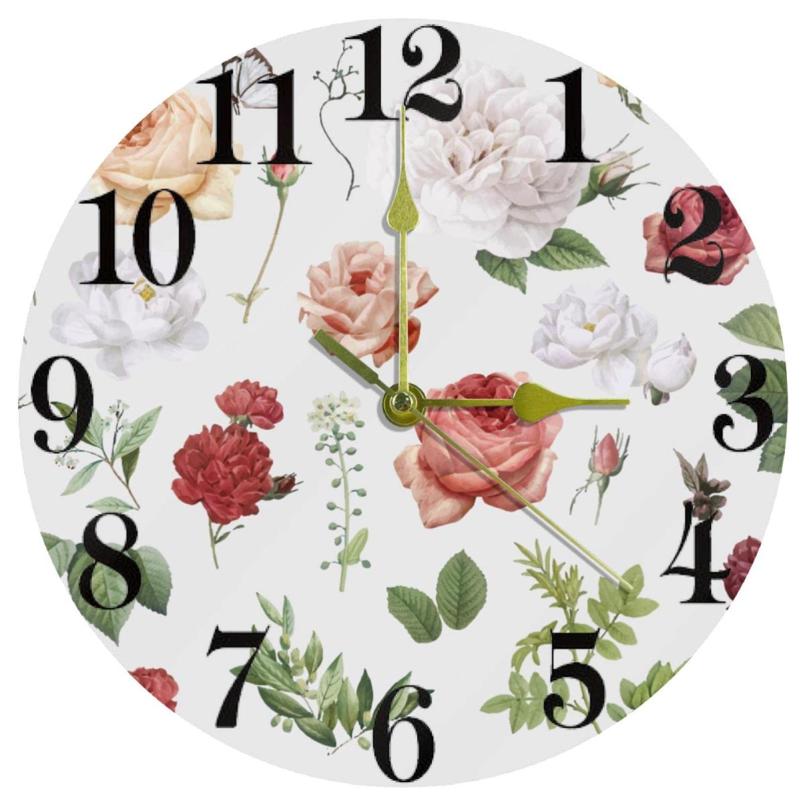 Horloge murale quartz fleur silencieuse ronde maison cuisine bureau