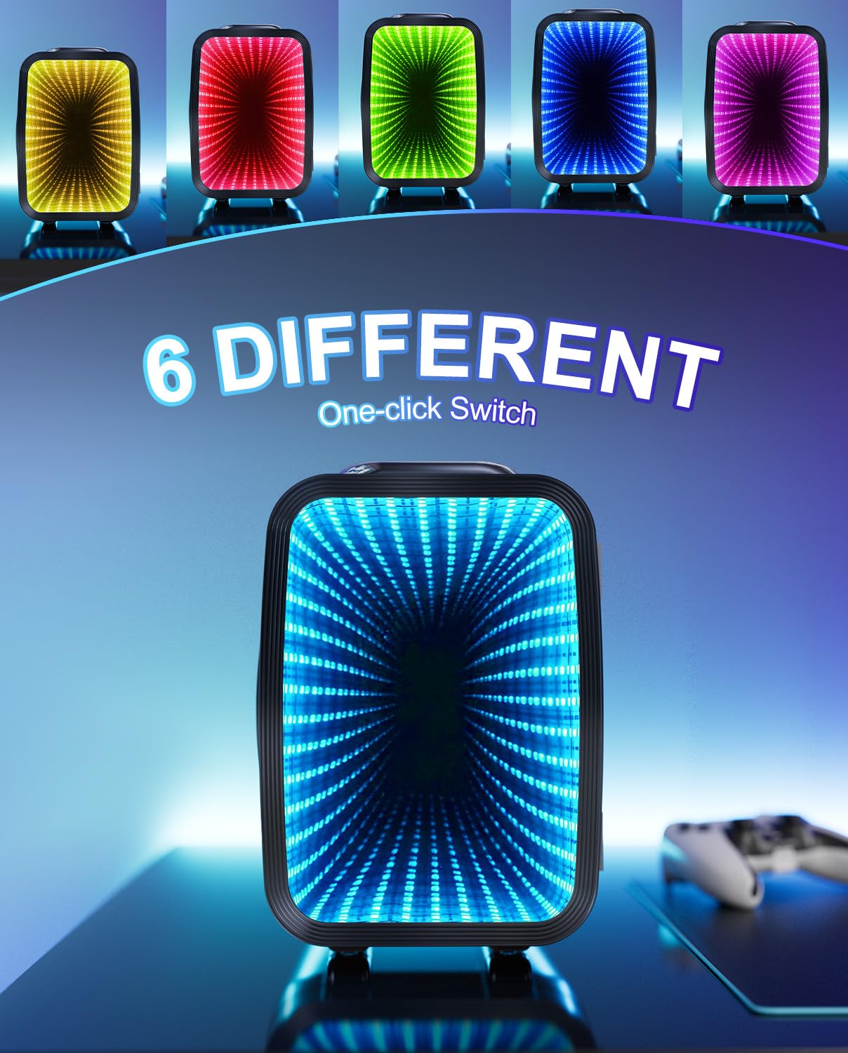 LIGIANT MF01C Mini Fridge, 7 Light Modes Including Flashing Marquee, Quiet Cooling & Warming Function, AC/DC Power, 4 L/6 Cans Capacity, Small Refrigerator for Gaming Room, Bedroom, Office and Car