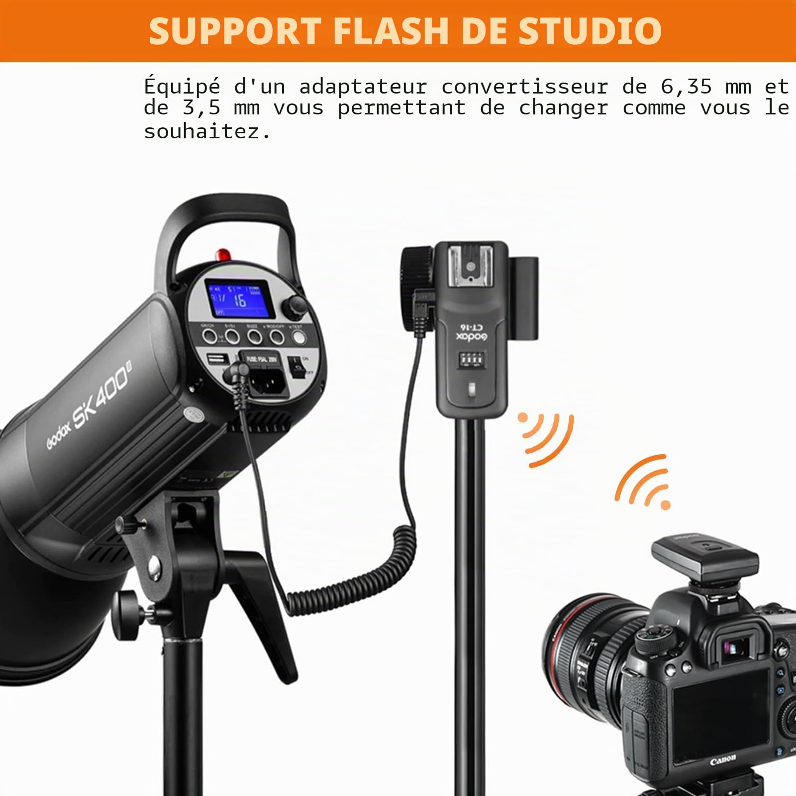 Godox CT-16 Kit Récepteur de Flash Radio sans Fil pour Appareil Photo Numérique Canon Nikon Pentax