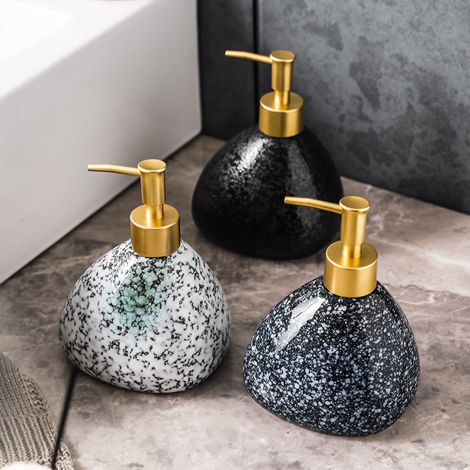 Dispenser di sapone,Dispenser di sapone in stile giapponese, Dispenser di lozione for pompa a gradiente in ceramica, Dispenser di sapone for le mani ricaricabile, for lavello da cucina, Bagno-Mo Yun b