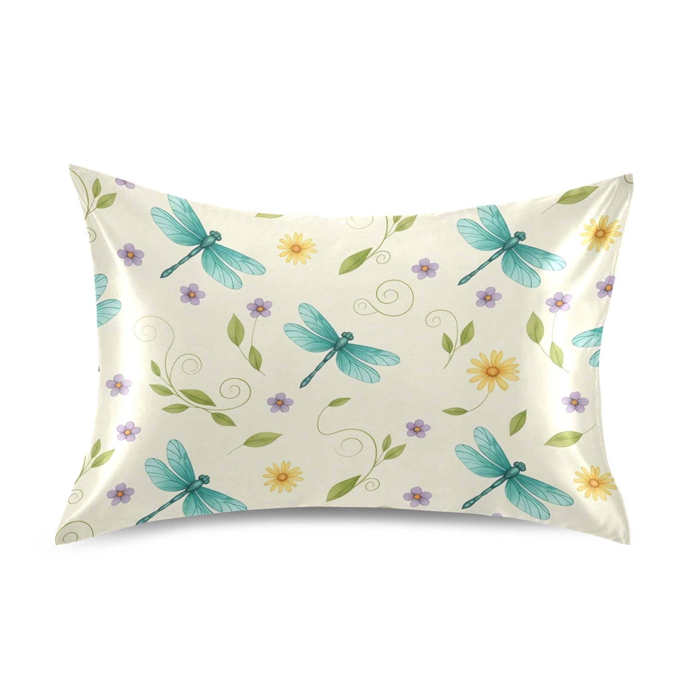 Fuauuyl Pillowcase Queen Size 20x30 in, Dragonfly Soft Breathable Satin Pillow Case for Hair and Skin with Envelope Closure Wrinkle-Free