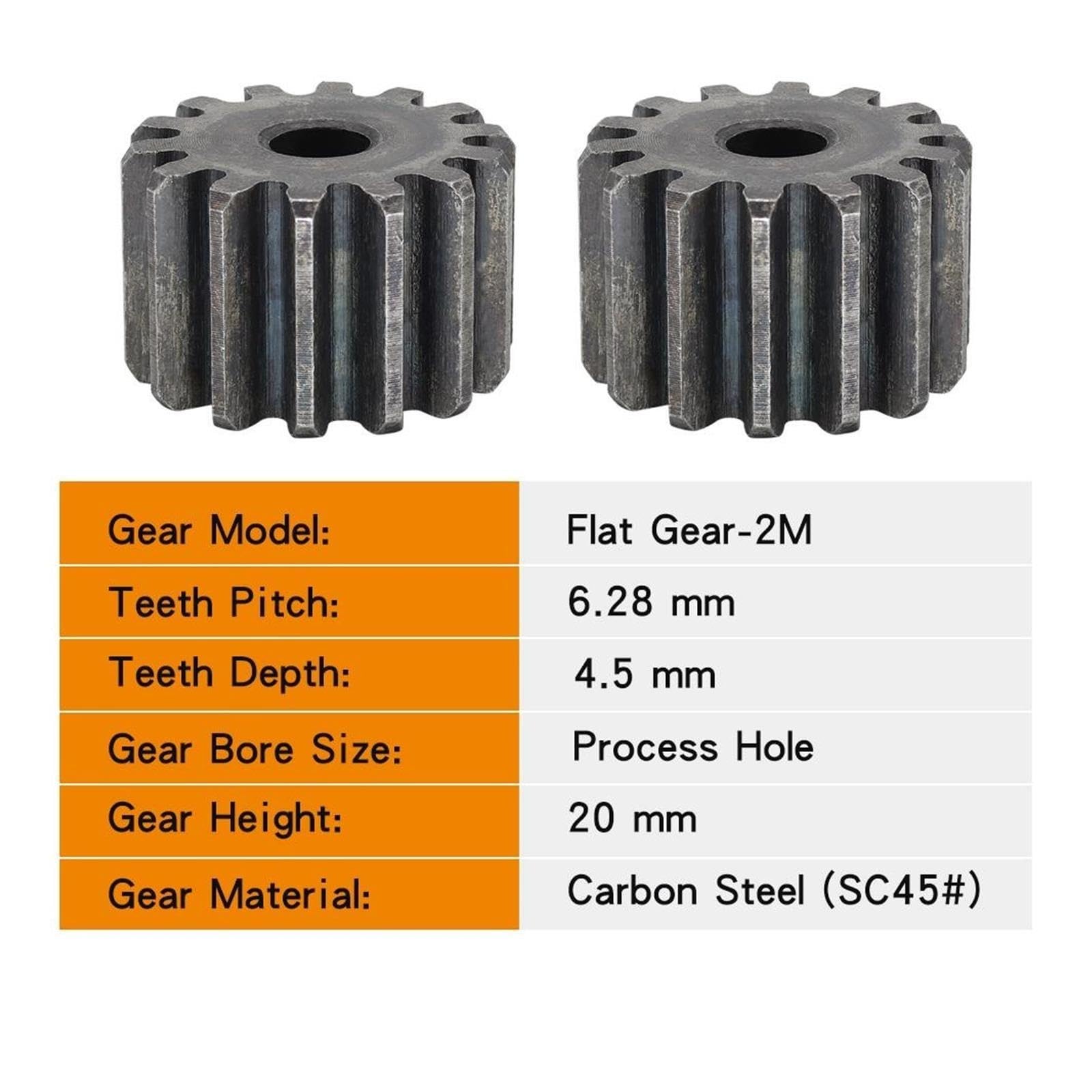 2M Flachgetriebe 21–30 Zähne, SC45-Stahl, Höhe 20 Mm For Getriebe