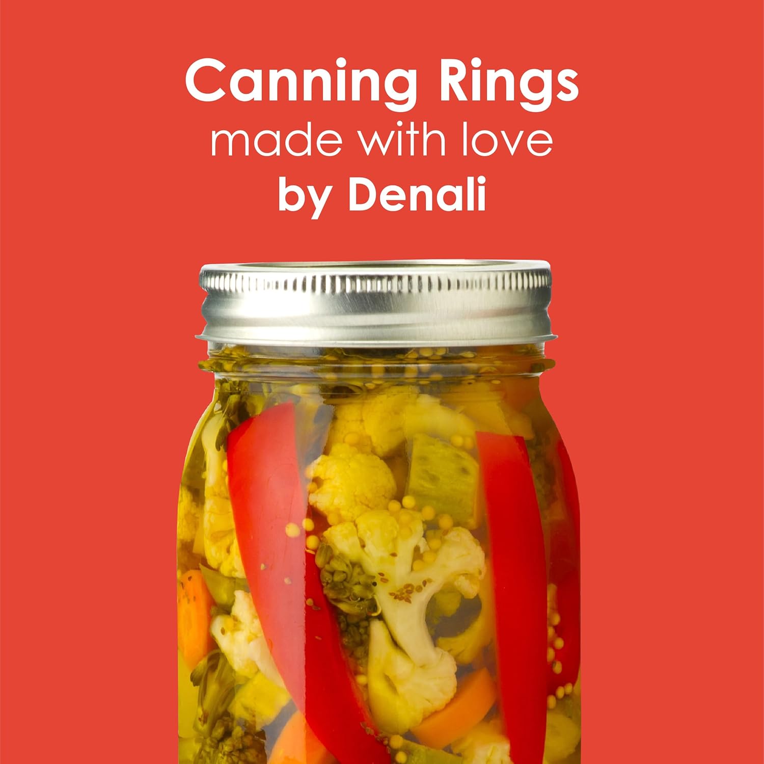 Denali Canning Rings | Regular or Wide Mouth | 24-Month PreserveLock Seals | a USA Company (Wide Rings, 10 Pack Case)