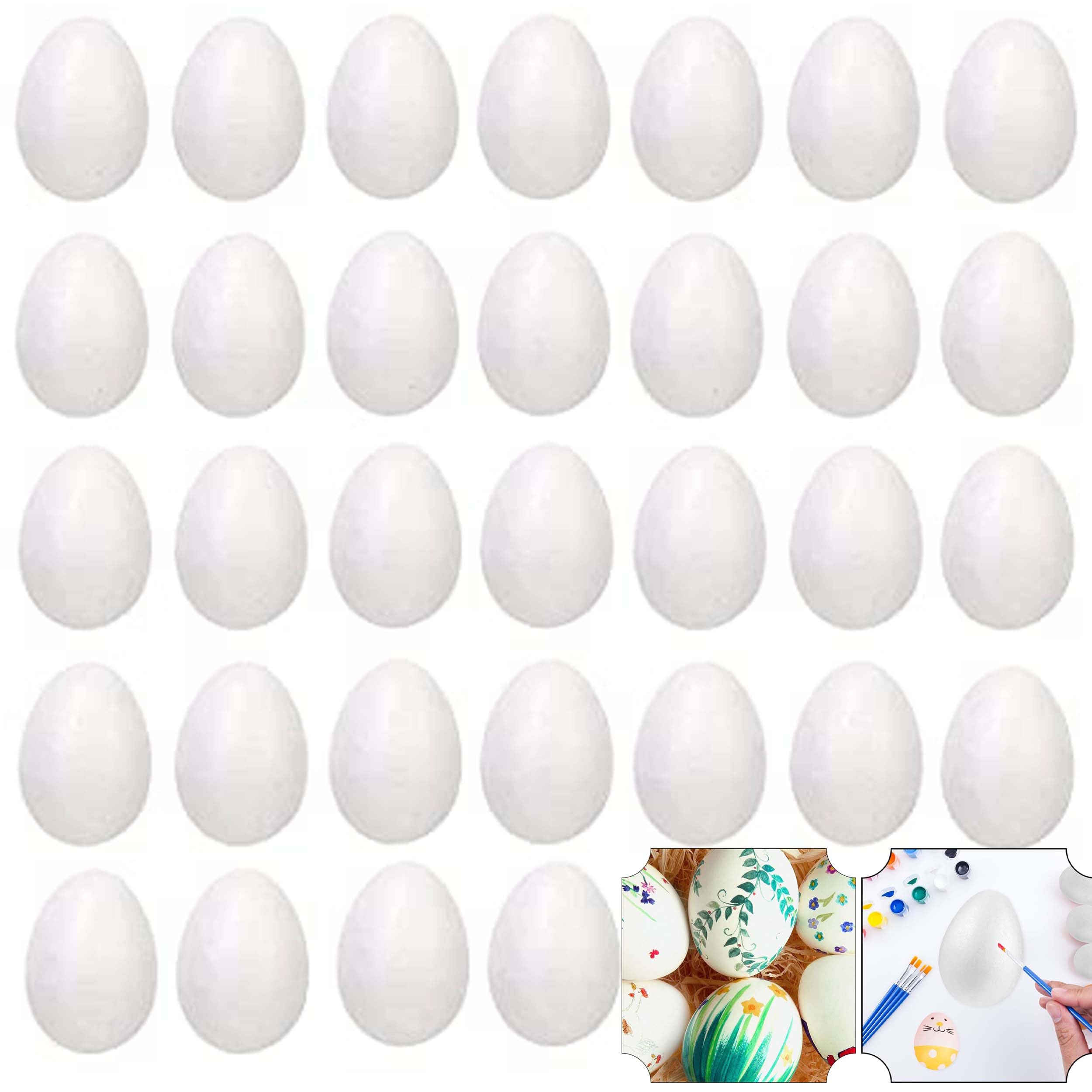 SRV Hub 32Pcs Polystyrene Craft Foam Easter Eggs Festive Decor, Easter Party Foam Eggs DIY Painting, Easter Eggs Decoration Arts and Craft (32Pcs Polystrene Eggs)