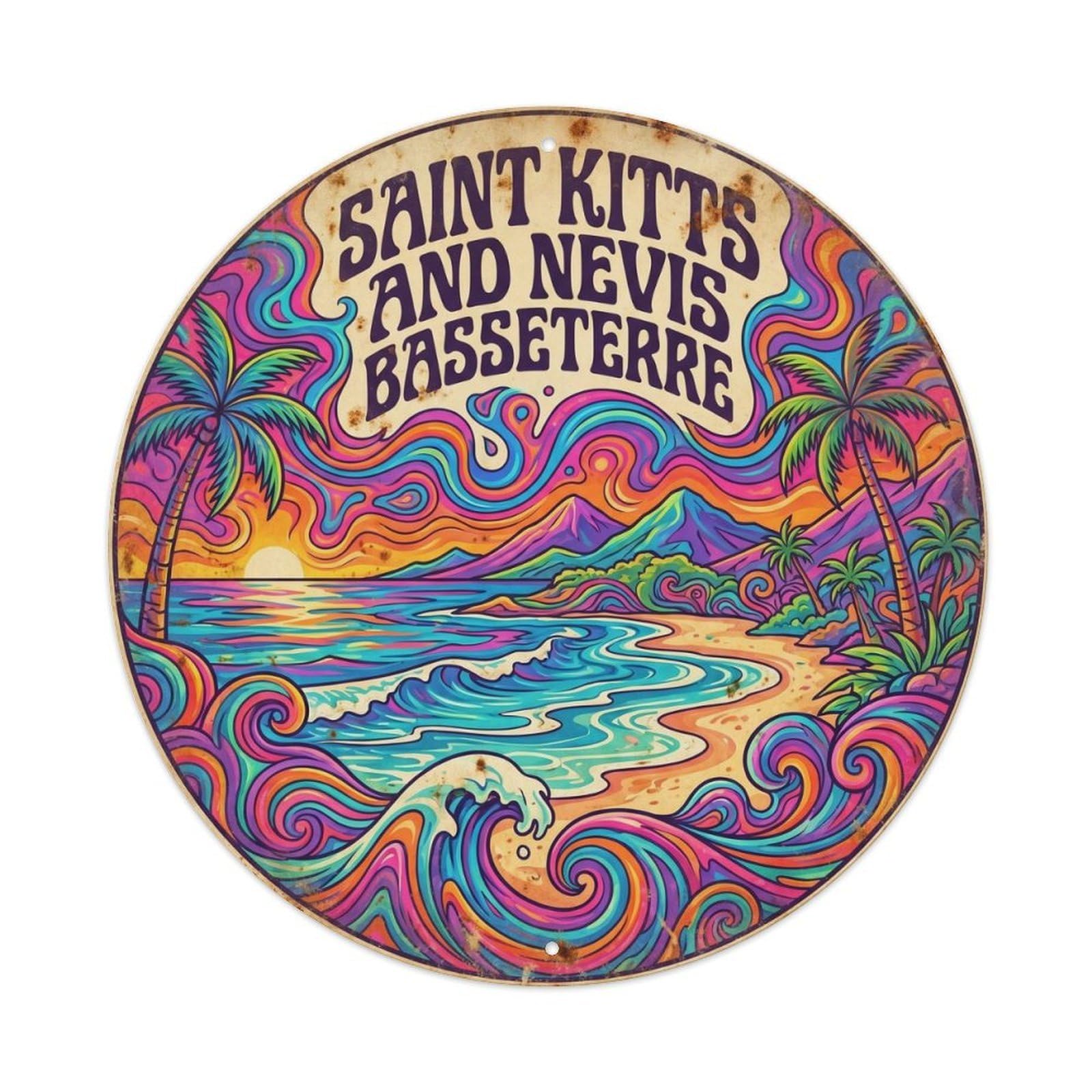 Seaside Scenery Saint Kitts And Nevis Baseterre Metal Tin Sign