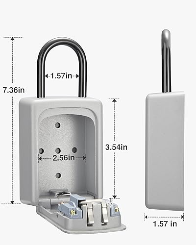 Miniatura 8 de Puroma Caja de cerradura de llave, impermeable, portátil, reiniciable, montada en la pared y para colgar, caja de seguridad para llaves de casa,