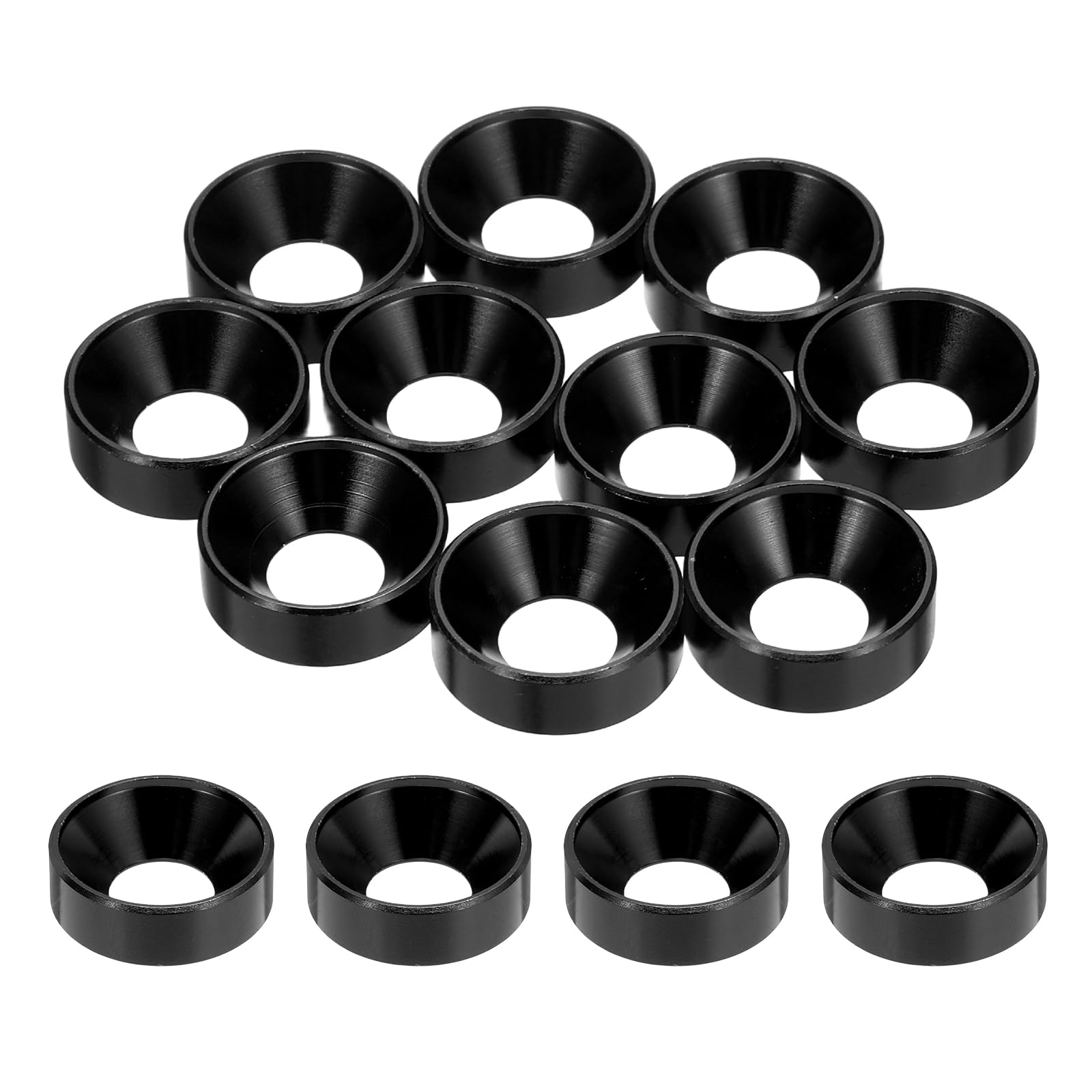 sourcing map 10pcs M10 Counterbore Washers, 22mm/0.87inch Anodized Aluminum Alloy, Head Gaskets for Screw RC/FPV/PC/Drone Accessories Parts, Black
