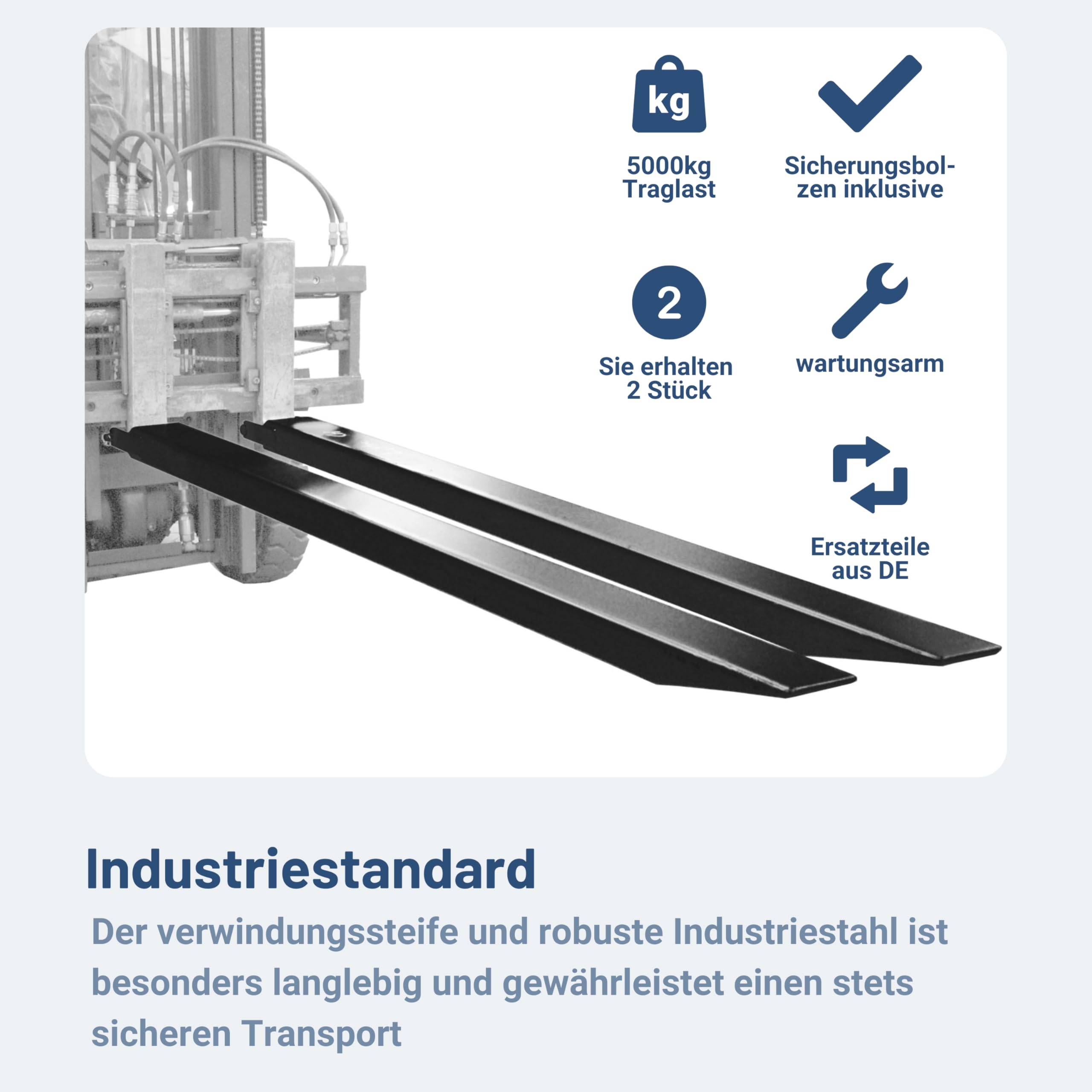 Pallit 2,0m Gabelverlängerung geschlossen 2000mm Länge 160 x 55 mm Innenmaß Extend Gabelverlängerung Stapler Zubehör aus Stahl Paar Zinkenverlängerung Lange Gabel