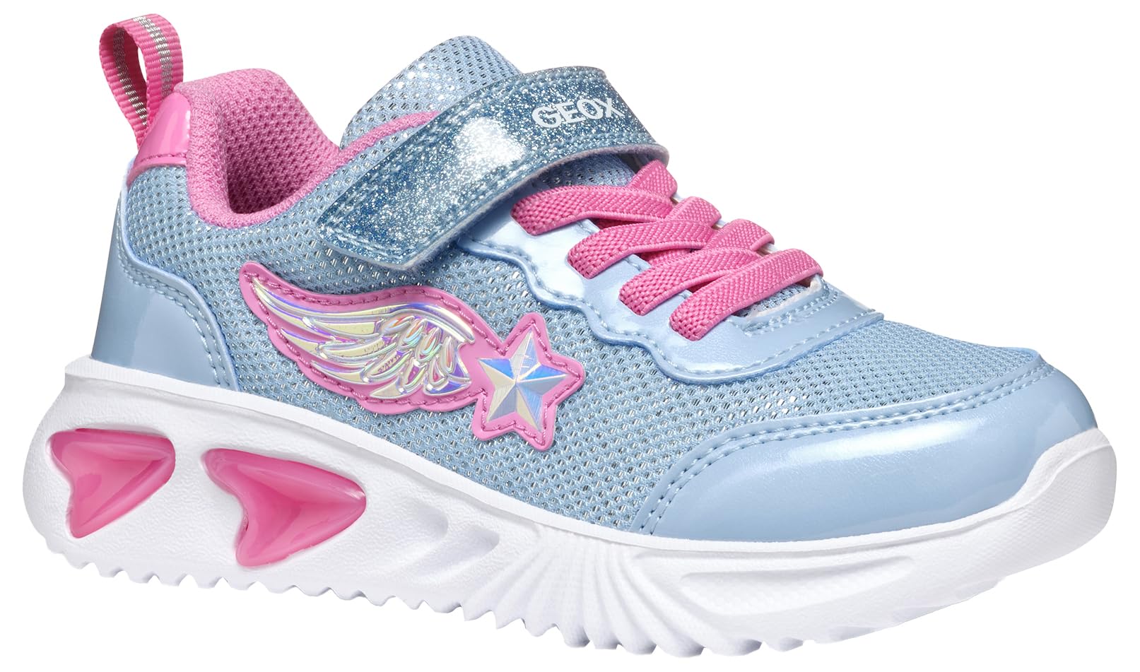 Geox J Assister Girl B, Girls’ Sneaker, Sky/Pink,