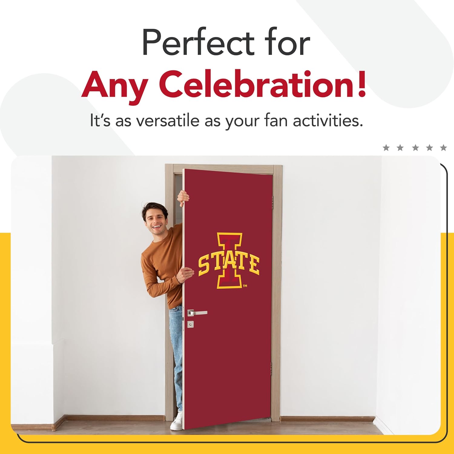 Iowa State Cyclones College Sports Printed Front Door Banner - NCAA Licensed - Durable Vinyl - School Banner (Red, Gold) (36" x 80")